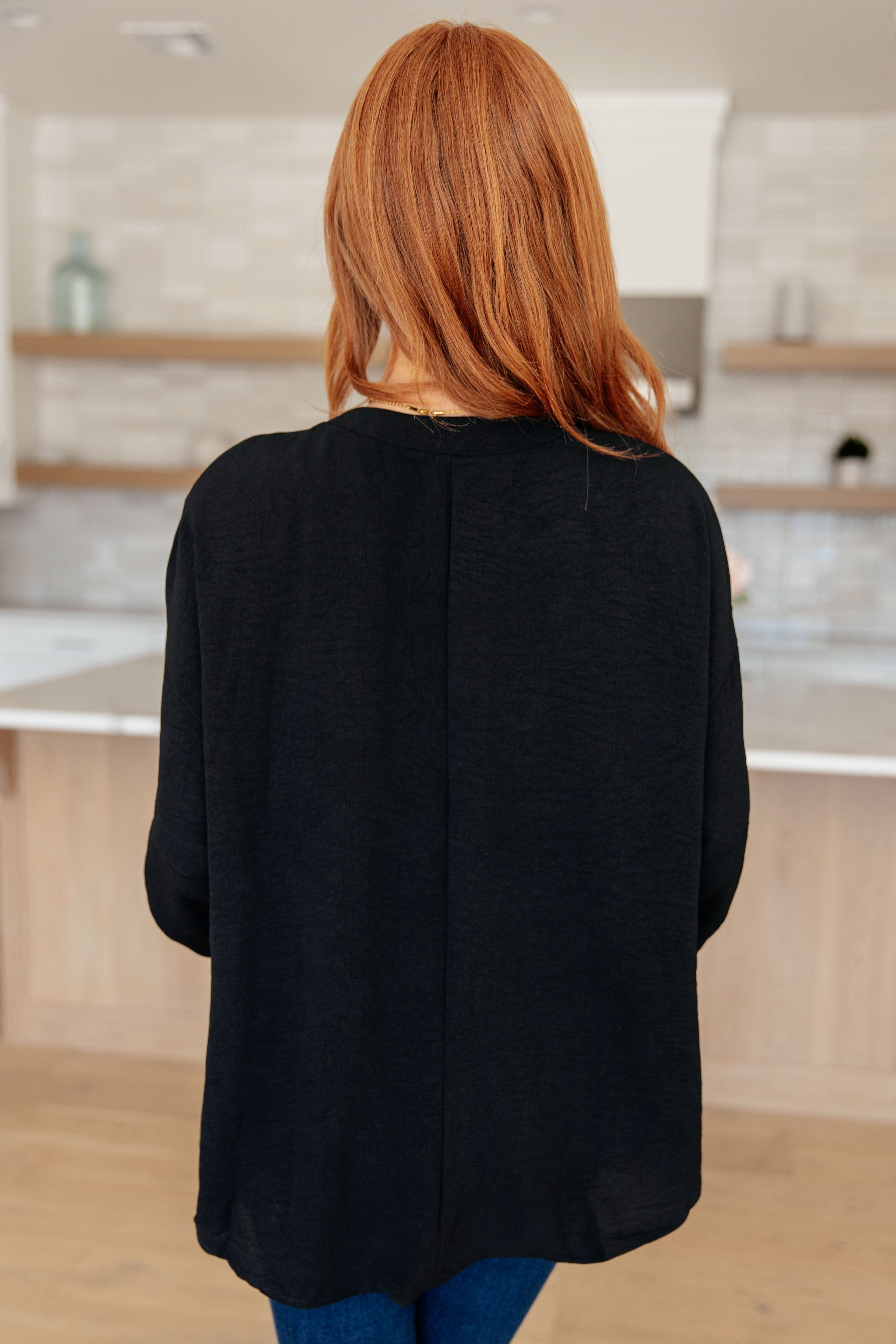 Midnight In Manhattan V-Neck Blouse-Womens-Stay Foxy Boutique, Florissant, Missouri