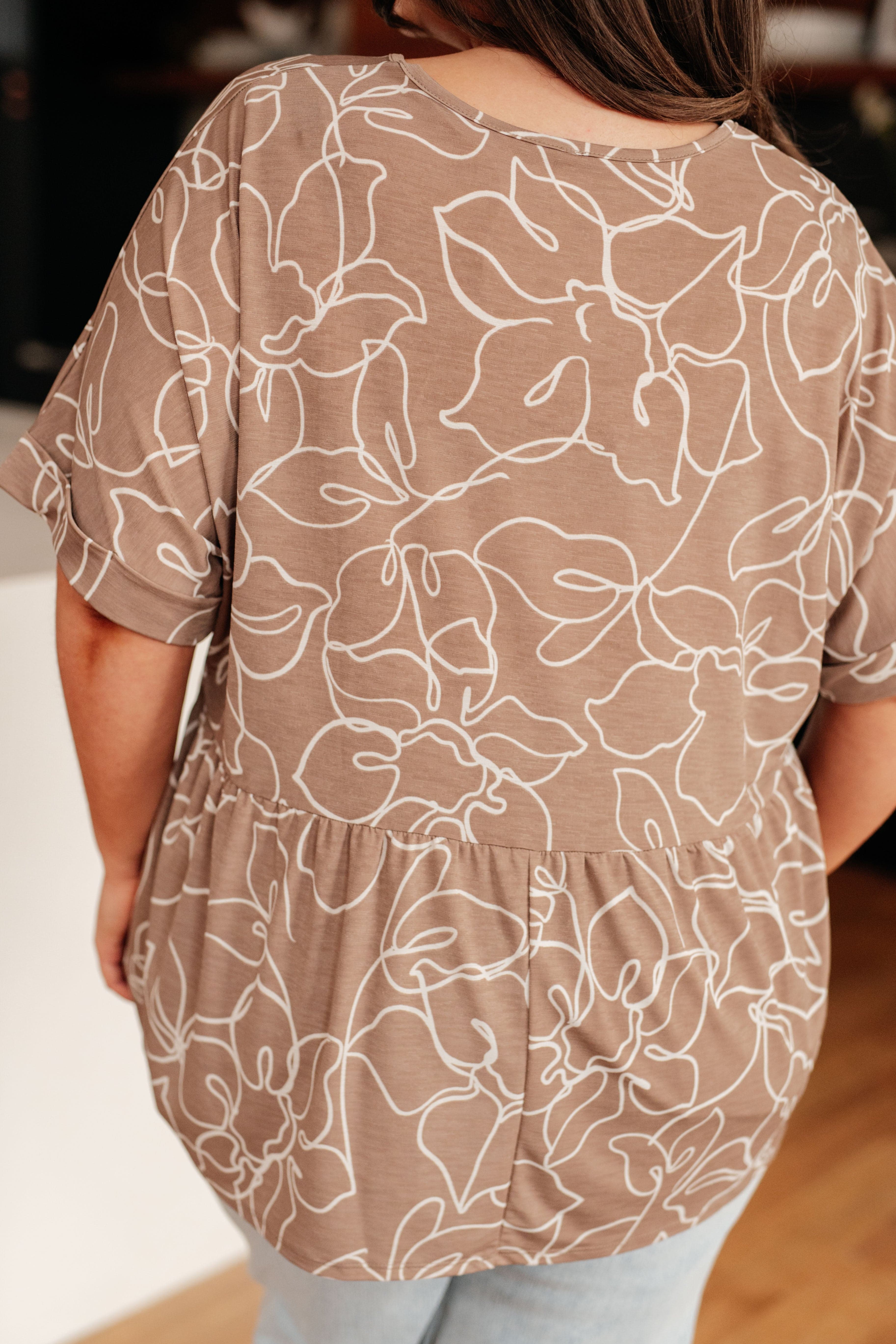 Mocha Petals V-Neck Top-Womens-Stay Foxy Boutique, Florissant, Missouri