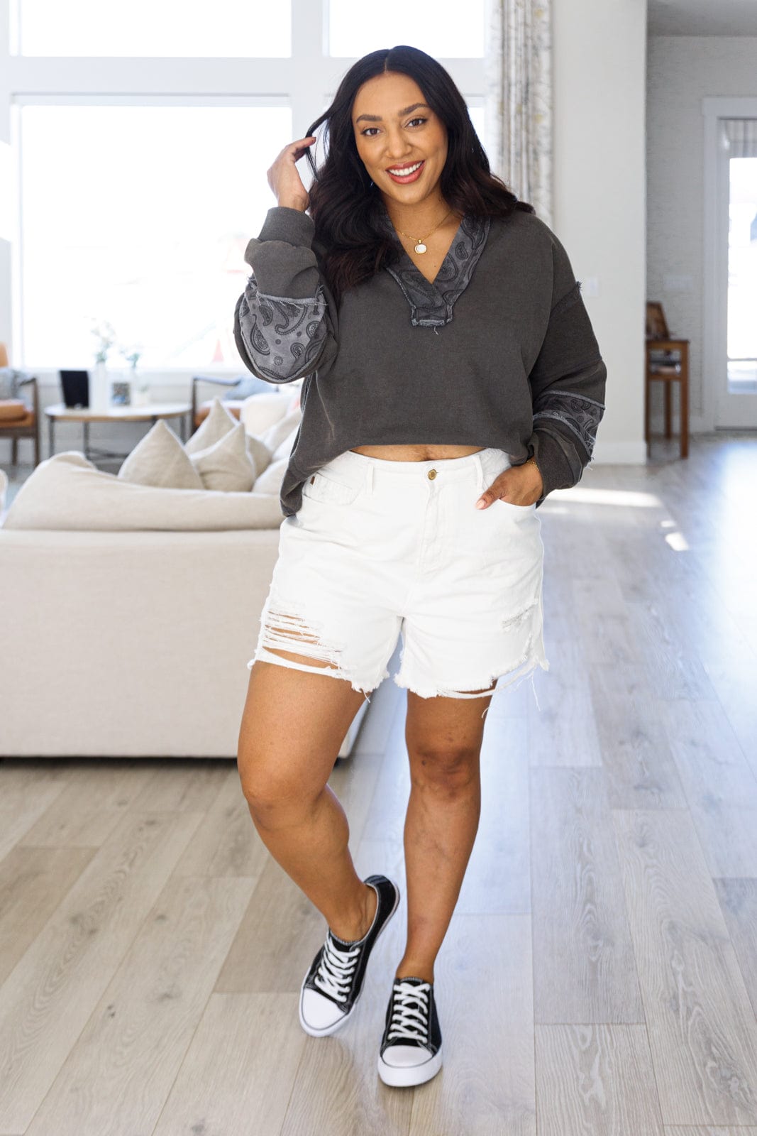 Moonstone Mineral Wash Pullover-Tops-Stay Foxy Boutique, Florissant, Missouri