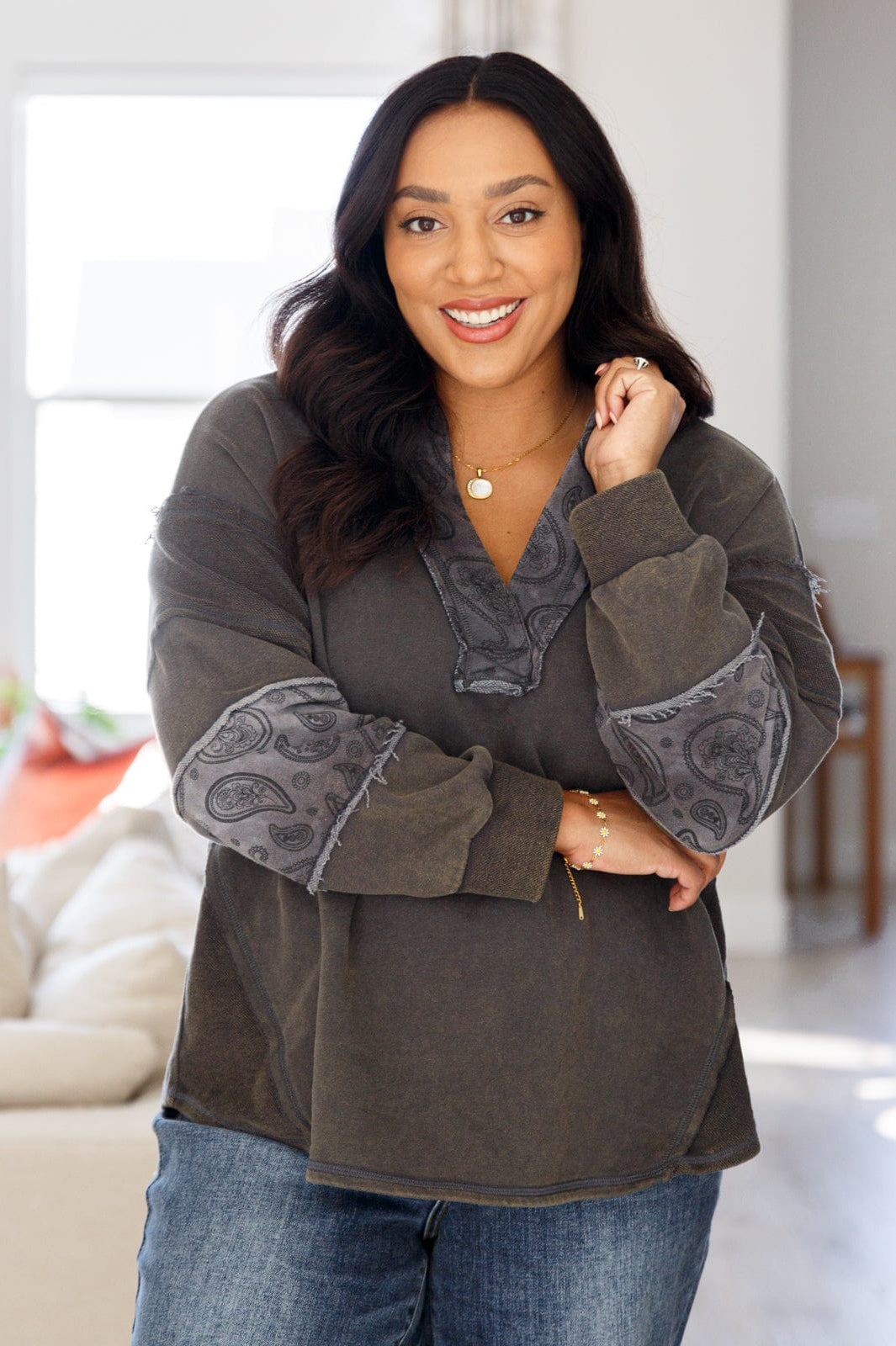 Moonstone Mineral Wash Pullover-Tops-Stay Foxy Boutique, Florissant, Missouri