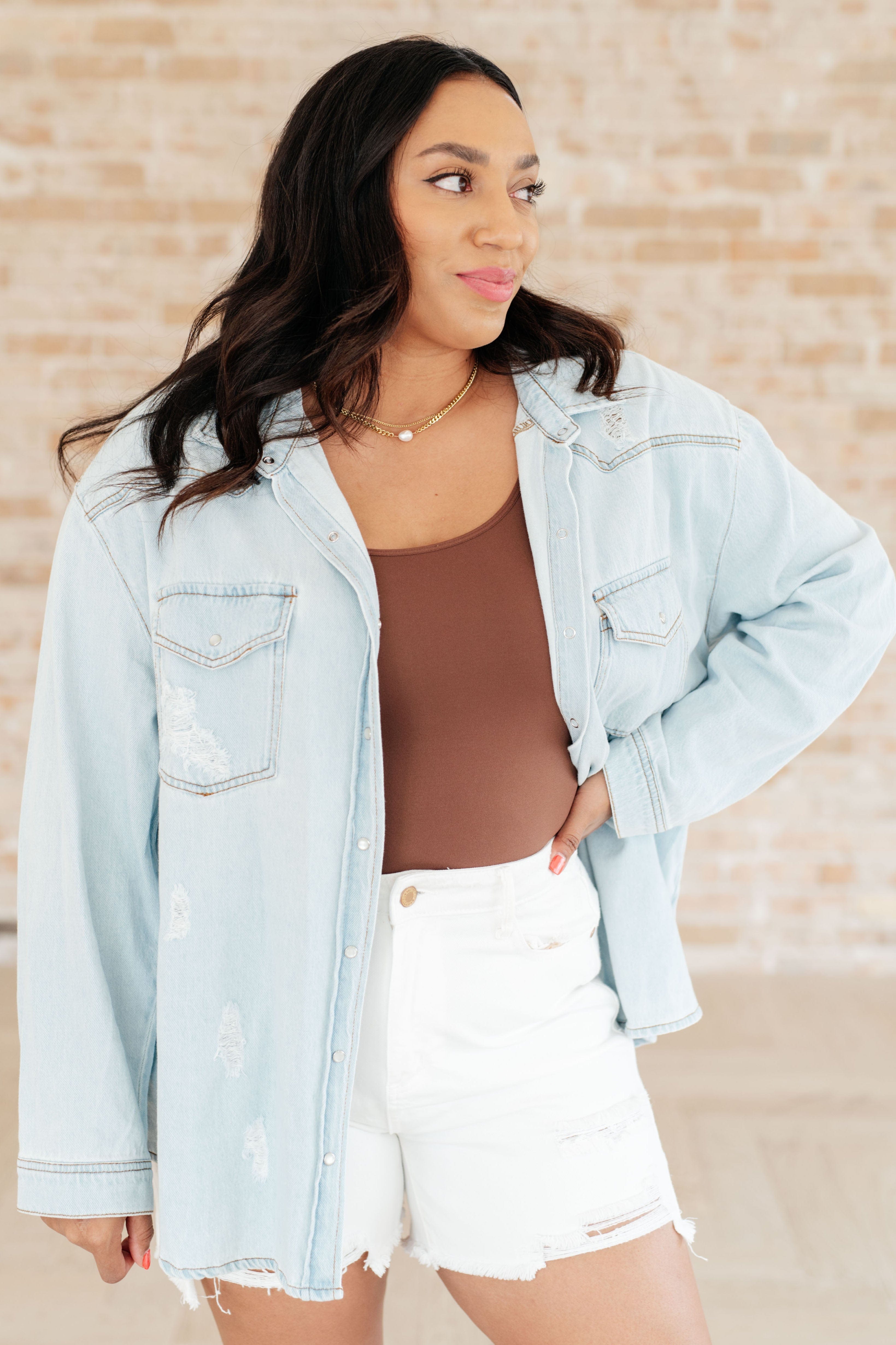 My Walkman Denim Shacket-Tops-Stay Foxy Boutique, Florissant, Missouri