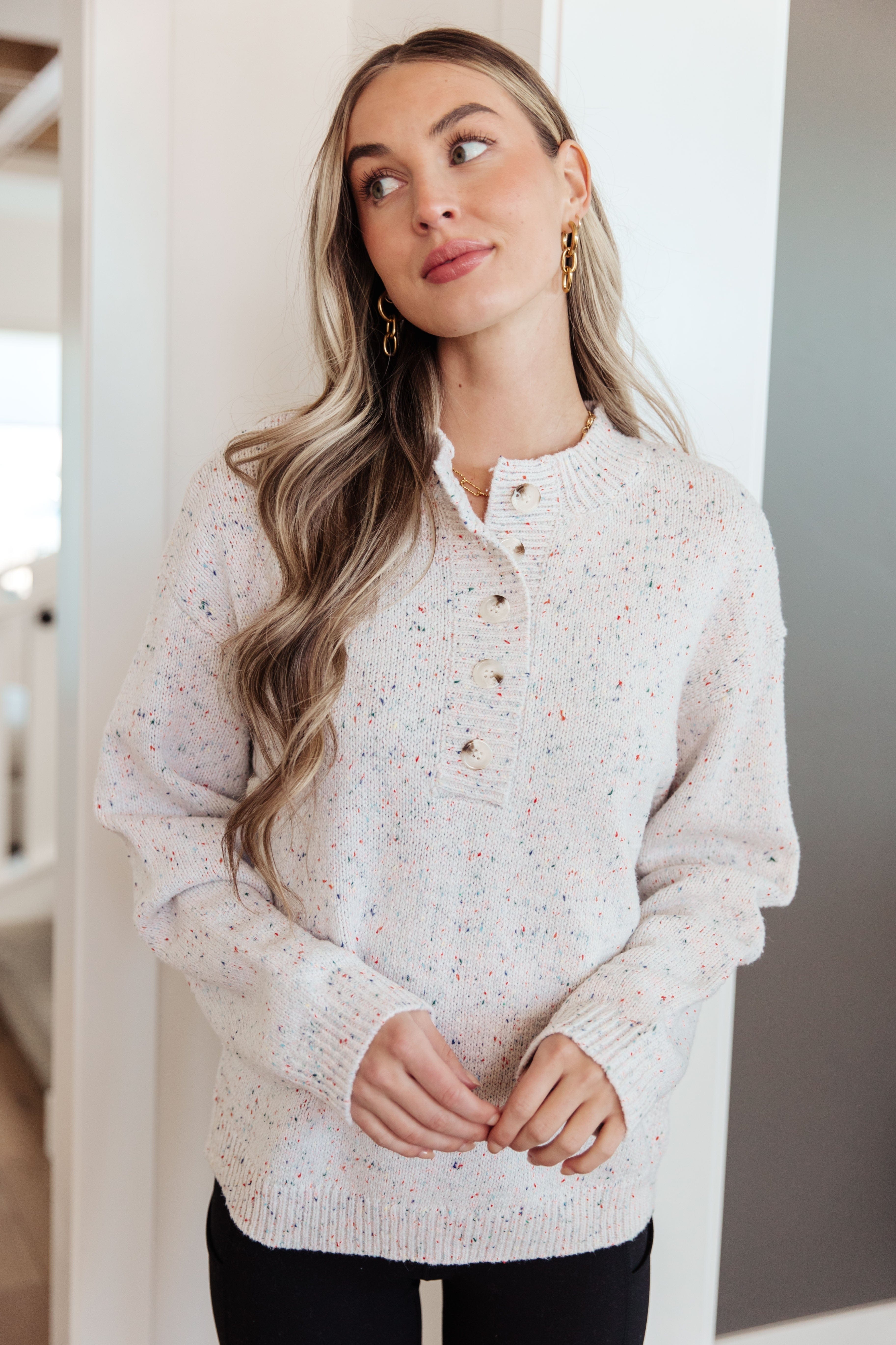 Never Give Up Henley Sweater-Womens-Stay Foxy Boutique, Florissant, Missouri