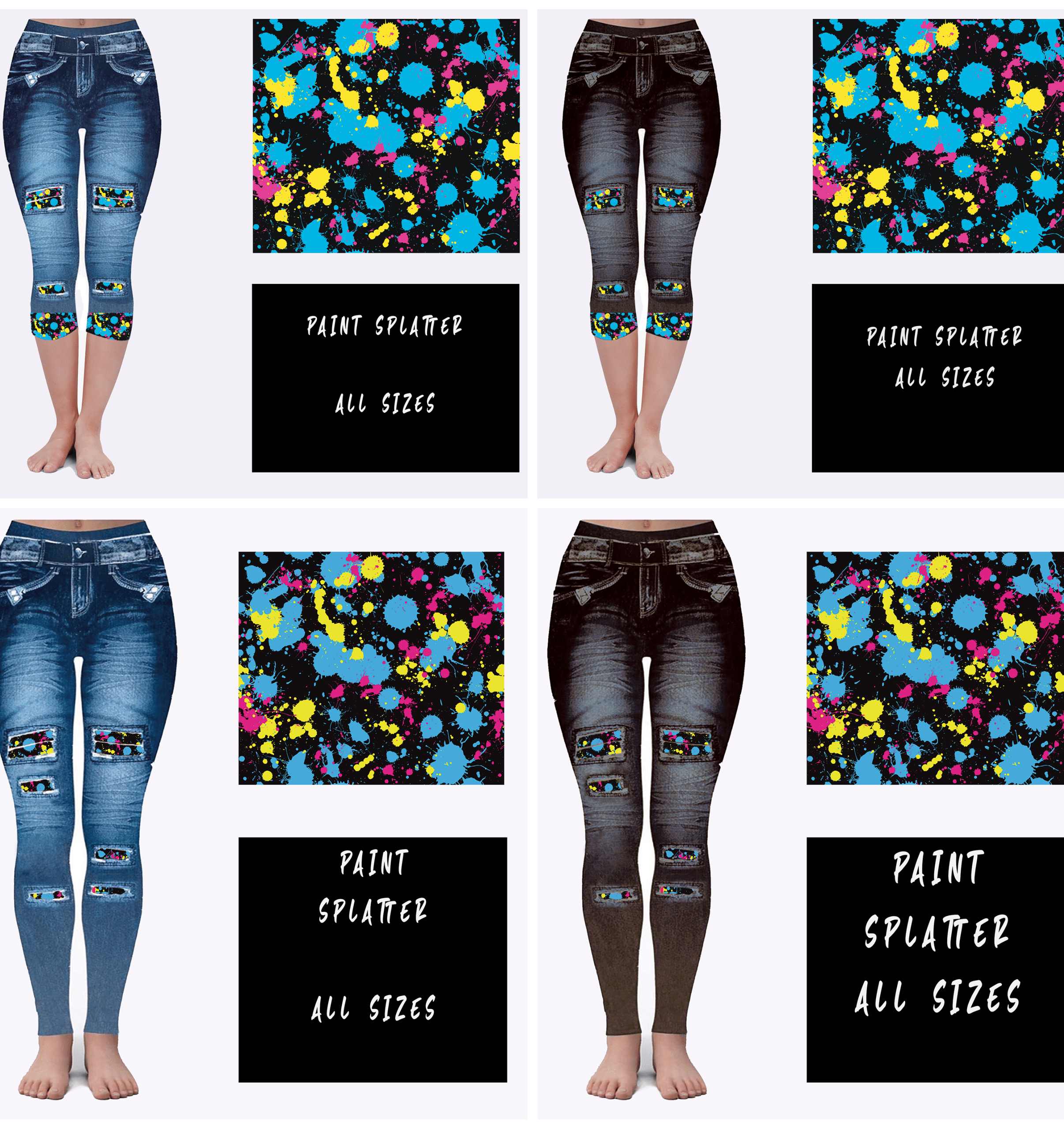 LEGGING JEAN RUN-PAINT SPLATTER (ACTIVE BACK POCKETS)-Stay Foxy Boutique, Florissant, Missouri