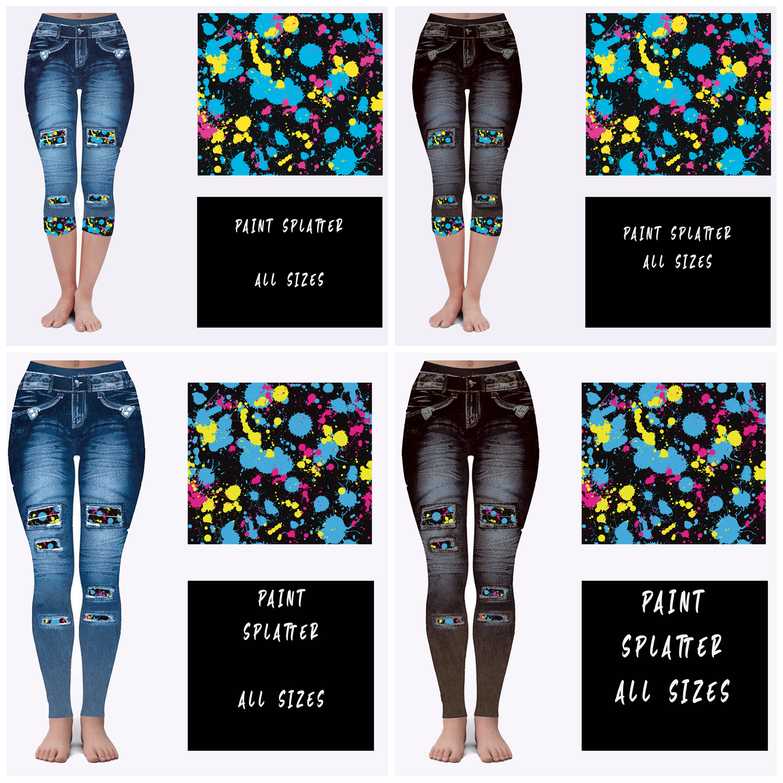 LEGGING JEAN RUN-PAINT SPLATTER (ACTIVE BACK POCKETS)-Stay Foxy Boutique, Florissant, Missouri