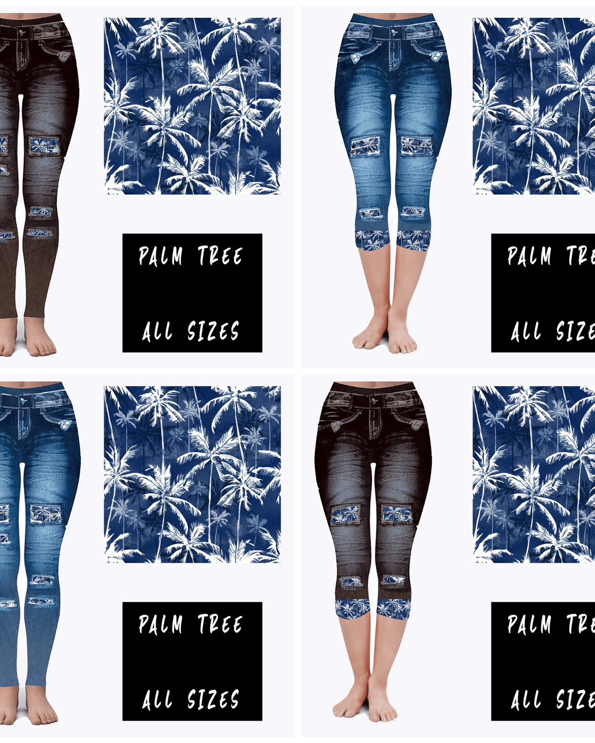 LEGGING JEAN RUN-PALM TREE (ACTIVE BACK POCKETS)-Stay Foxy Boutique, Florissant, Missouri