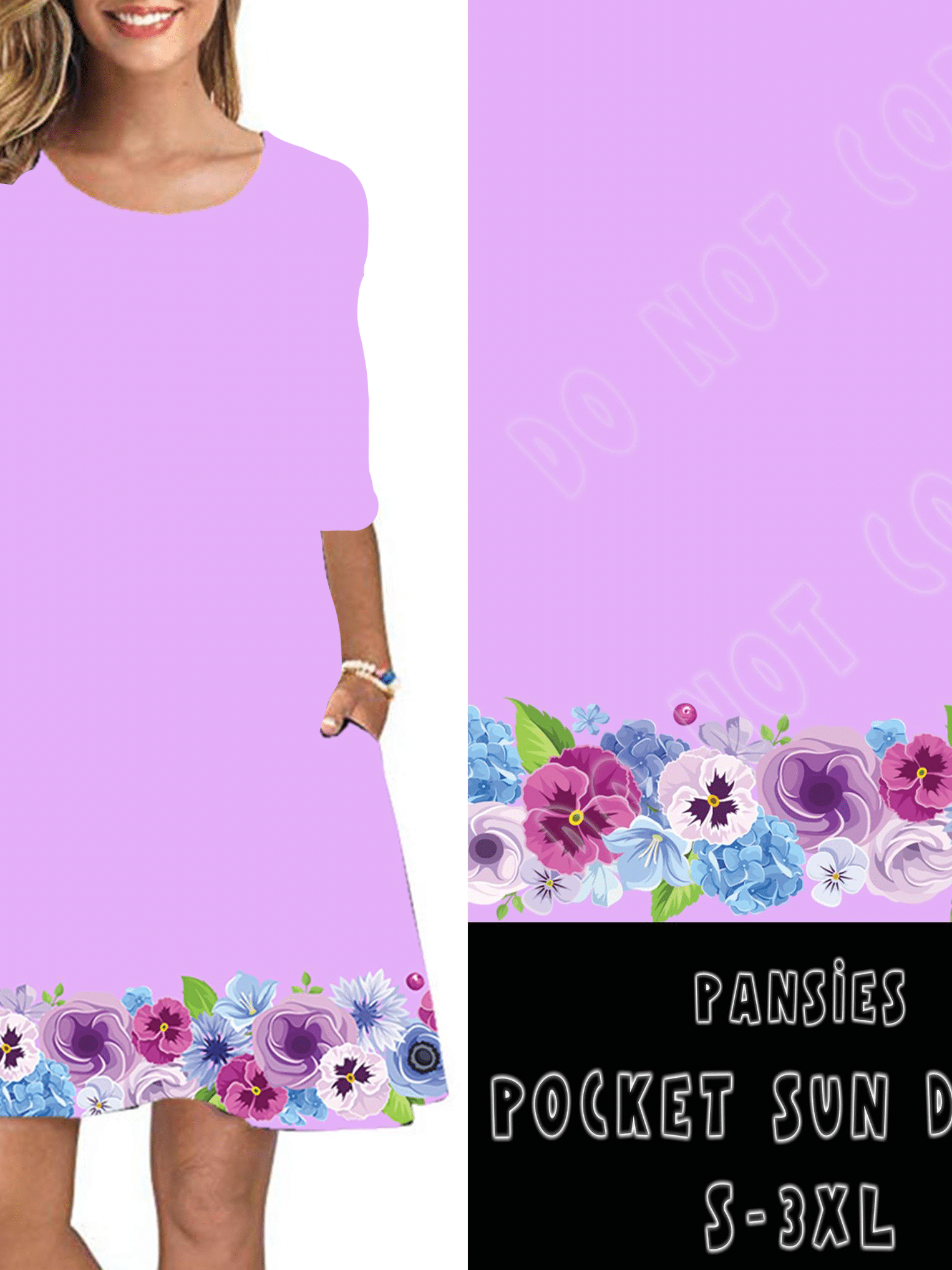 3/4 SLEEVE POCKET DRESS- PANSIES POCKET DRESS-Stay Foxy Boutique, Florissant, Missouri