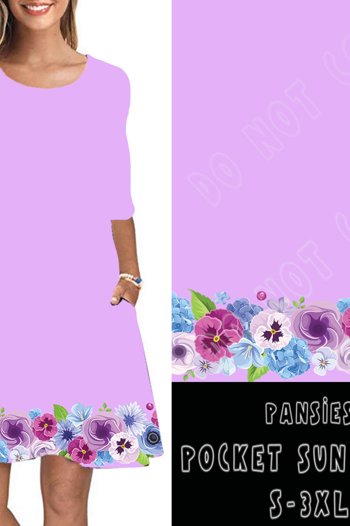 3/4 SLEEVE POCKET DRESS- PANSIES POCKET DRESS-Stay Foxy Boutique, Florissant, Missouri