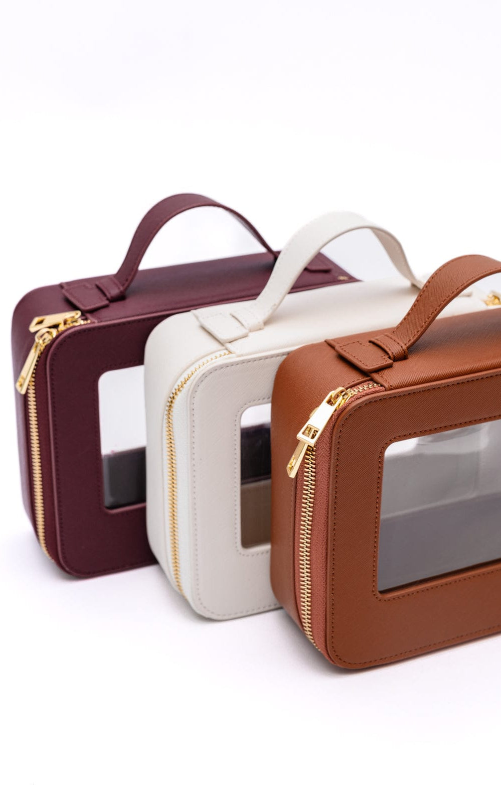 PU Leather Travel Cosmetic Case in Camel-Womens-Stay Foxy Boutique, Florissant, Missouri