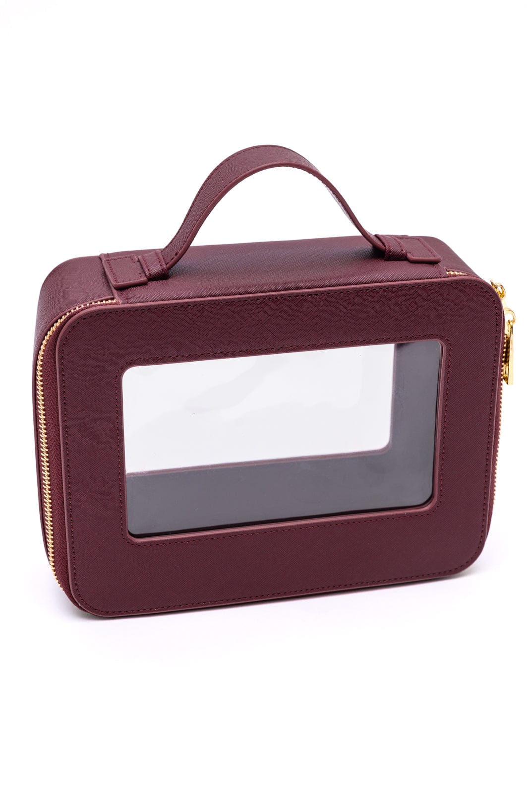 PU Leather Travel Cosmetic Case in Wine-Womens-Stay Foxy Boutique, Florissant, Missouri