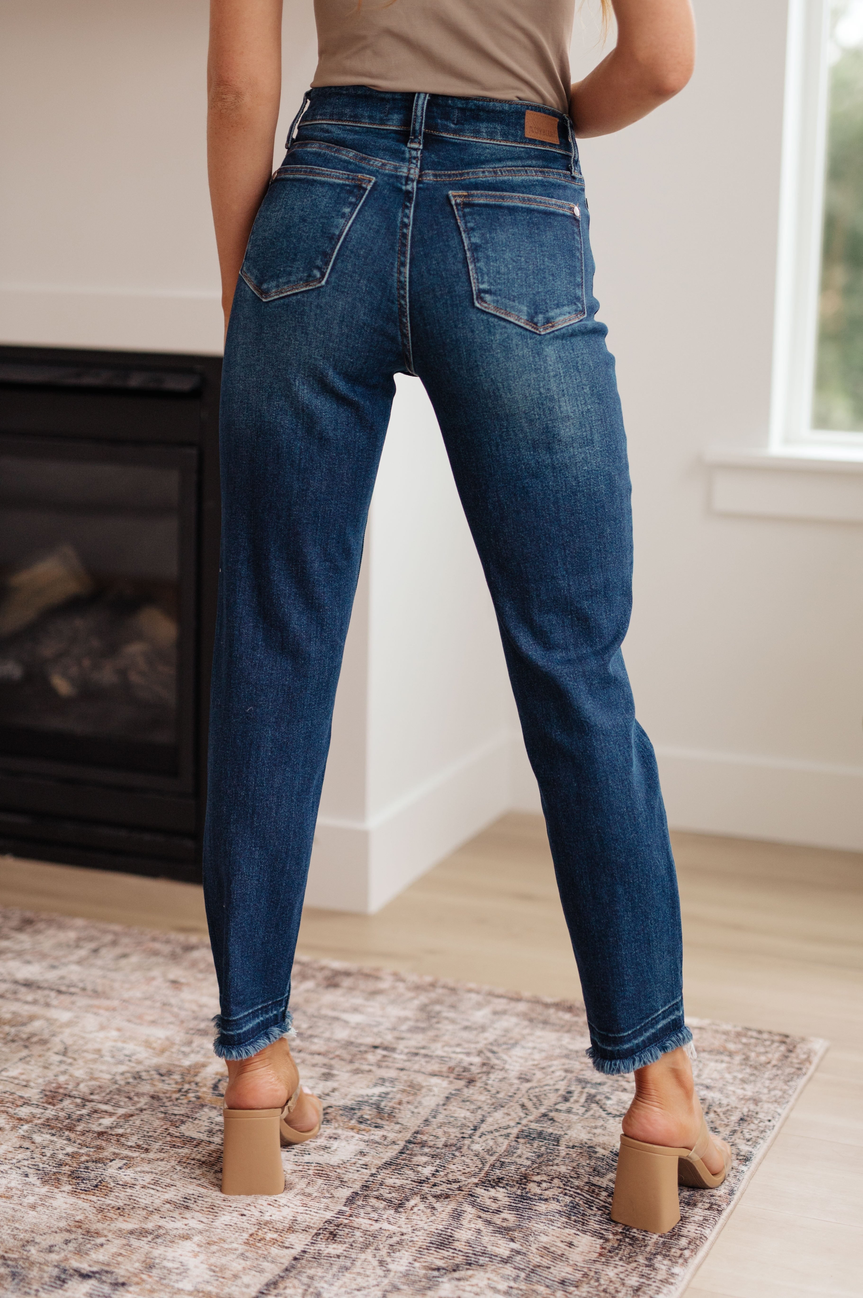 Phillipa High Rise Release Hem Slim Jeans-Womens-Stay Foxy Boutique, Florissant, Missouri