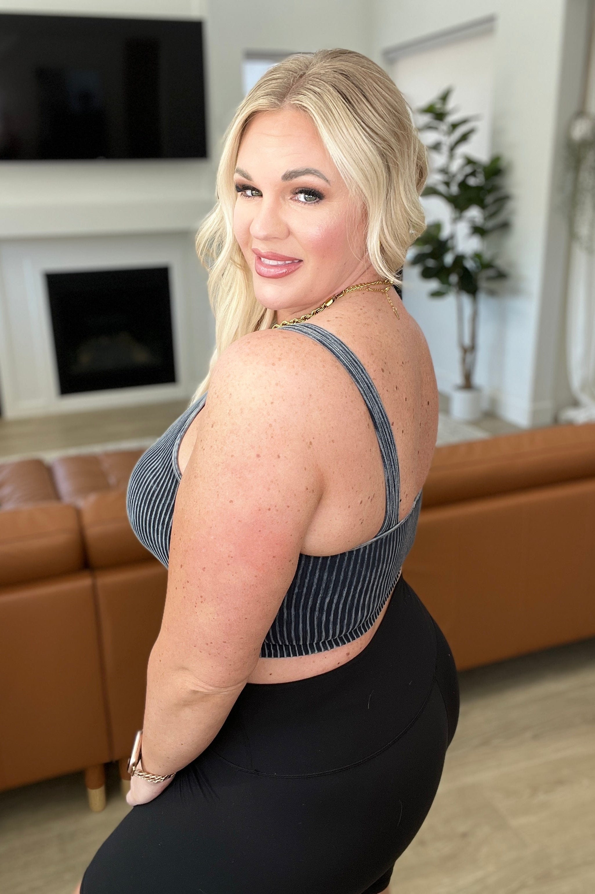 Mineral Washed Padded Cropped Tank in Ash Black-Tops-Stay Foxy Boutique, Florissant, Missouri