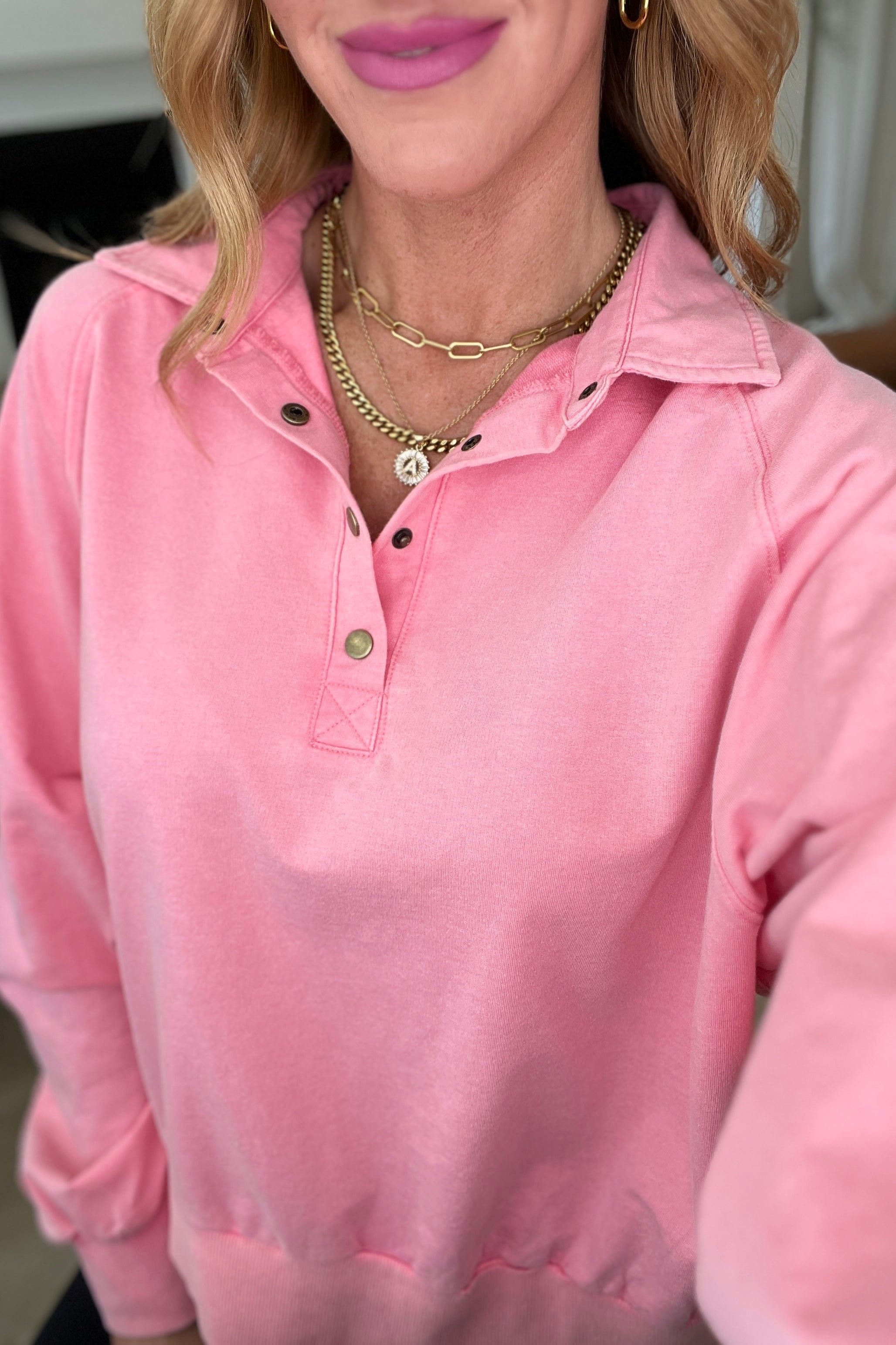 Sweet As Can Be Half Button Sweater-Layers-Stay Foxy Boutique, Florissant, Missouri