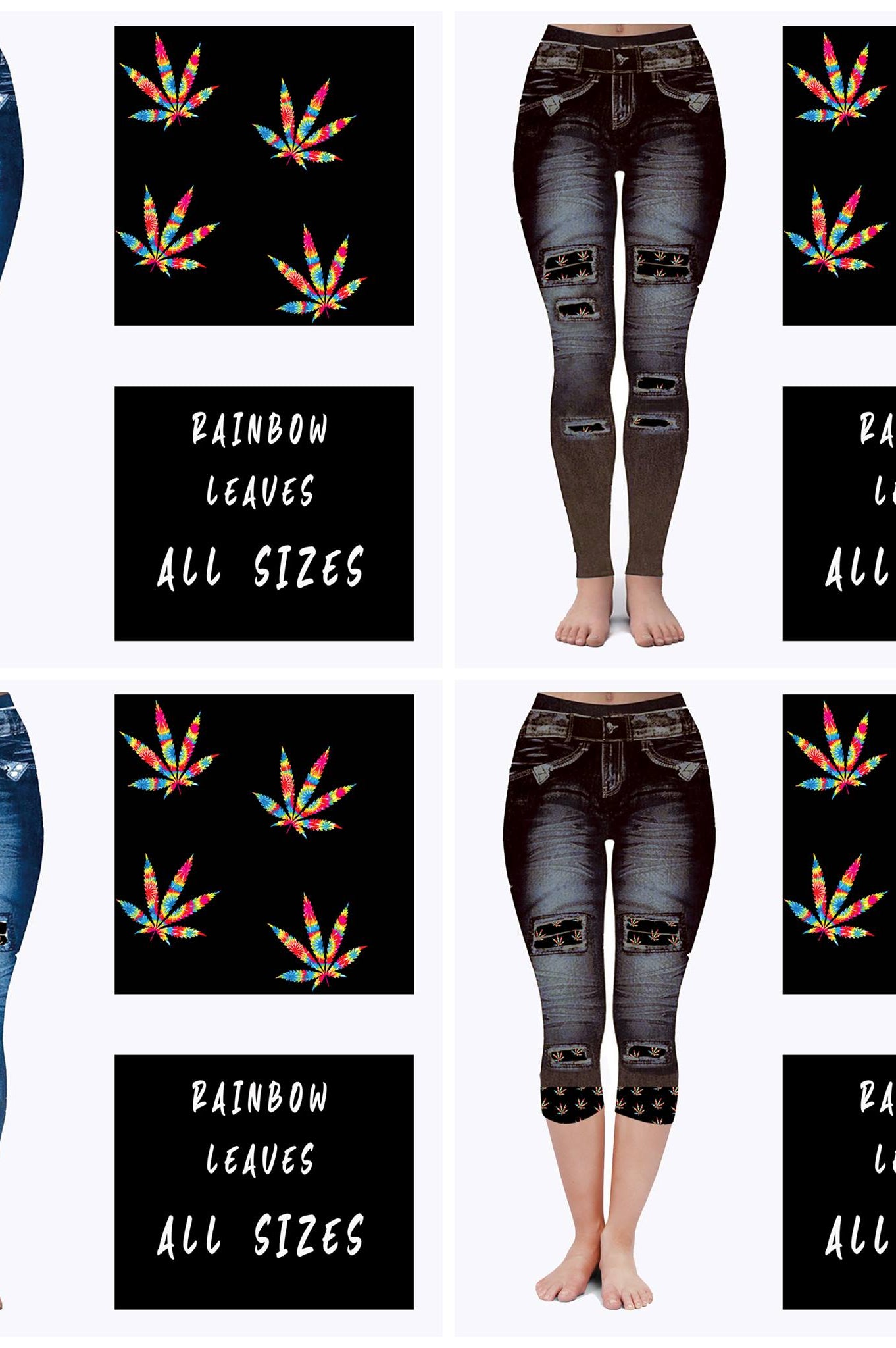 LEGGING JEAN RUN-RAINBOW LEAVES (ACTIVE BACK POCKETS)-Stay Foxy Boutique, Florissant, Missouri