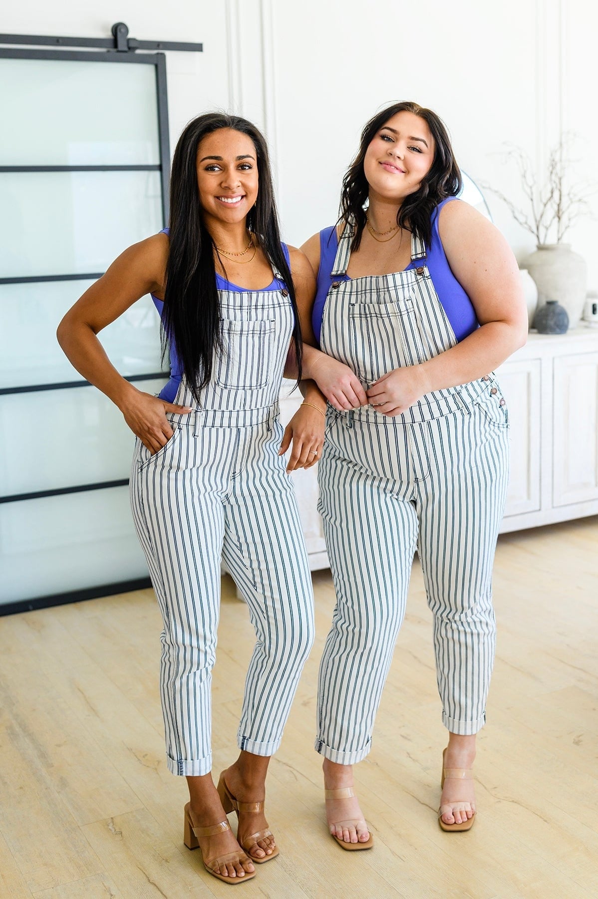 Railroad Stripe Overalls-Womens-Stay Foxy Boutique, Florissant, Missouri