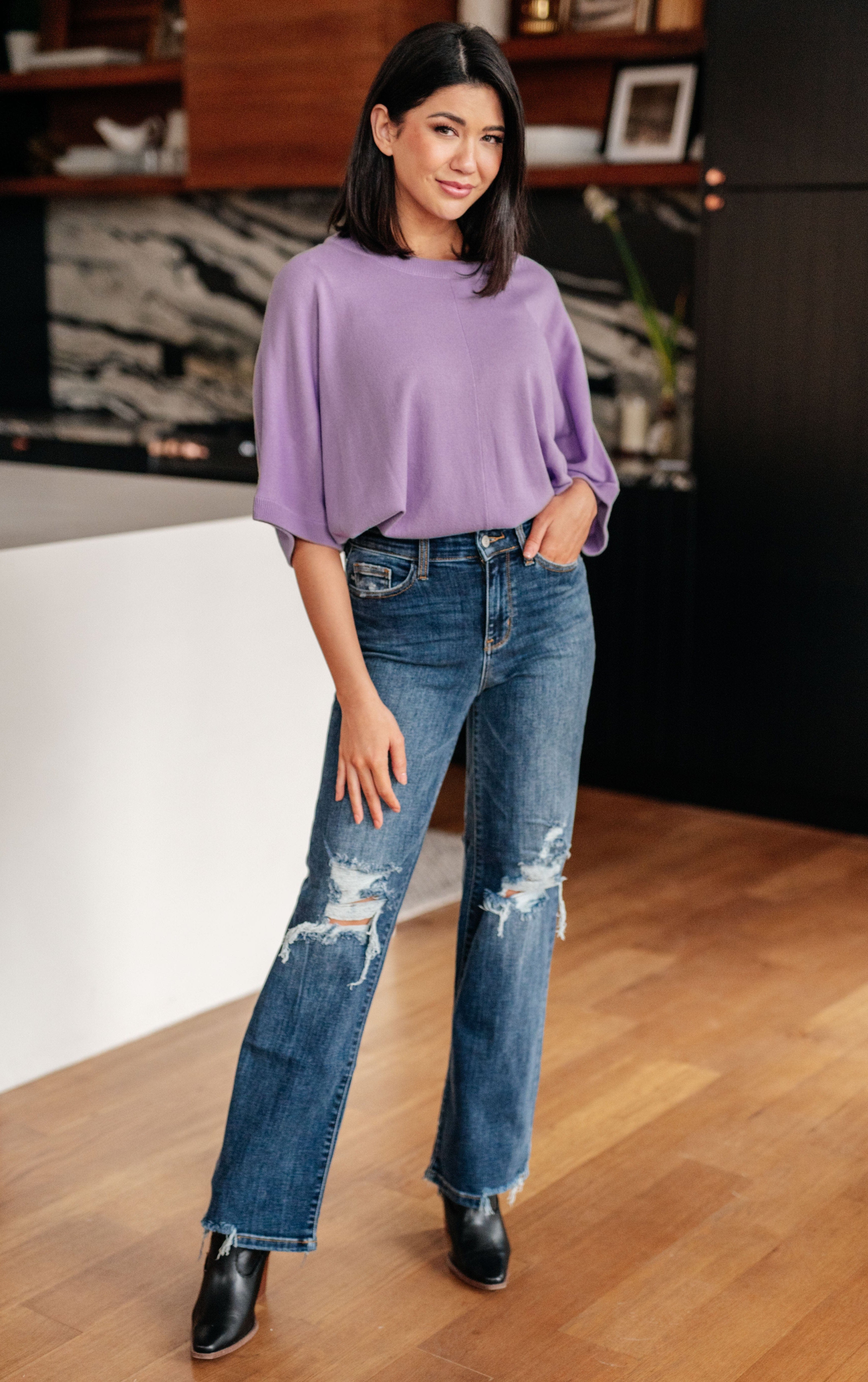 Rose High Rise 90's Straight Jeans in Dark Wash-Womens-Stay Foxy Boutique, Florissant, Missouri