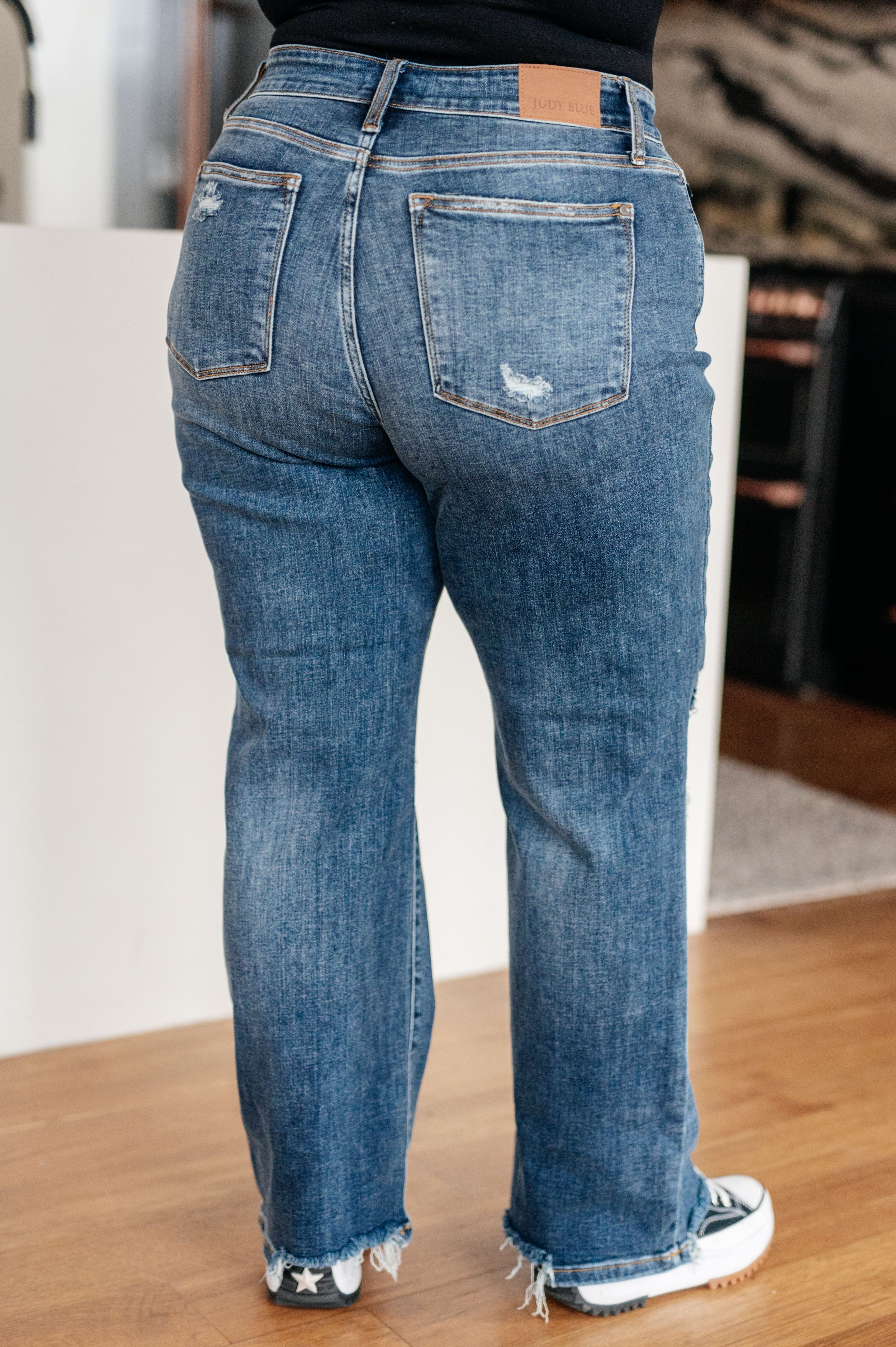Rose High Rise 90's Straight Jeans in Dark Wash-Womens-Stay Foxy Boutique, Florissant, Missouri