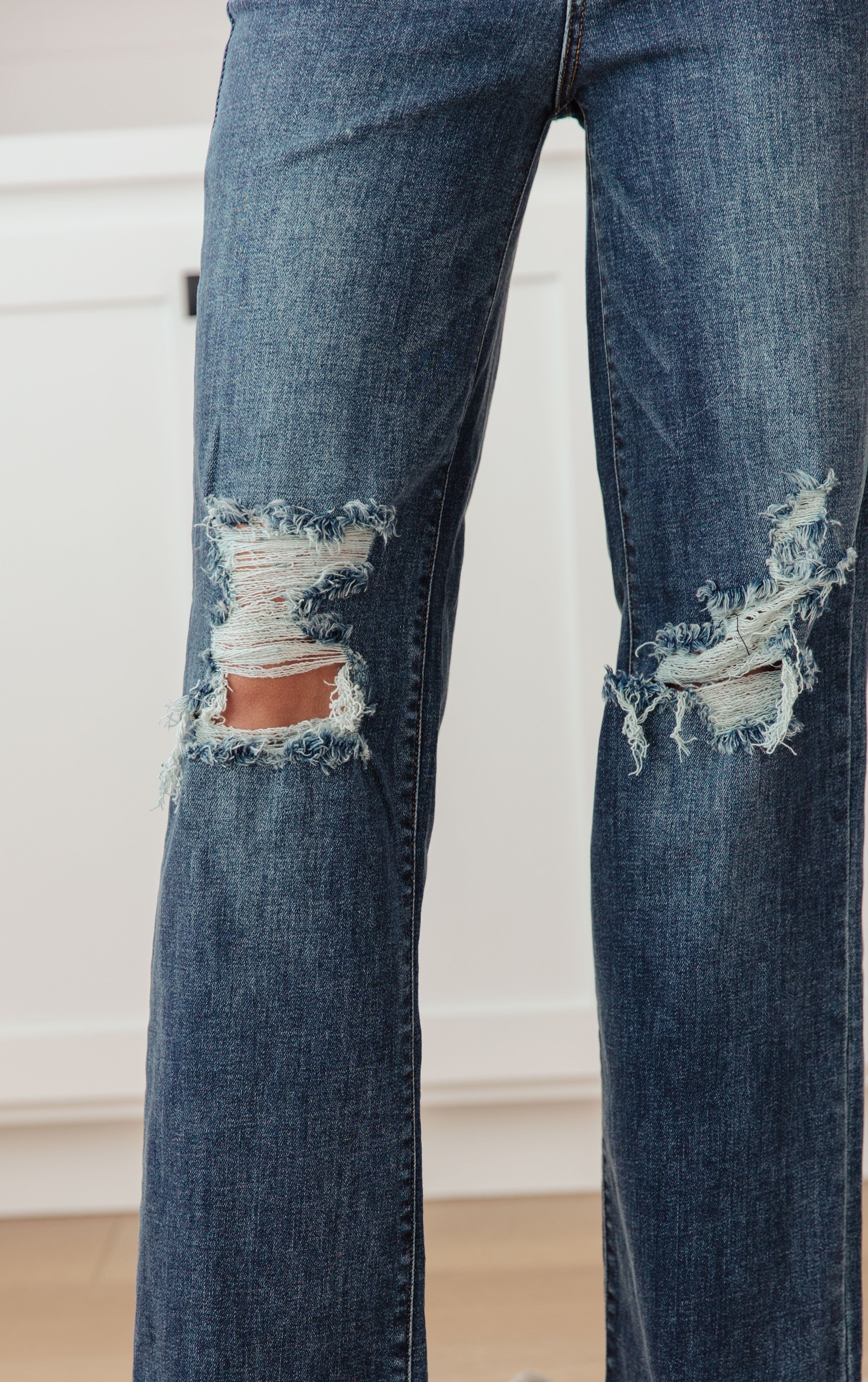 Rose High Rise 90's Straight Jeans in Dark Wash-Womens-Stay Foxy Boutique, Florissant, Missouri