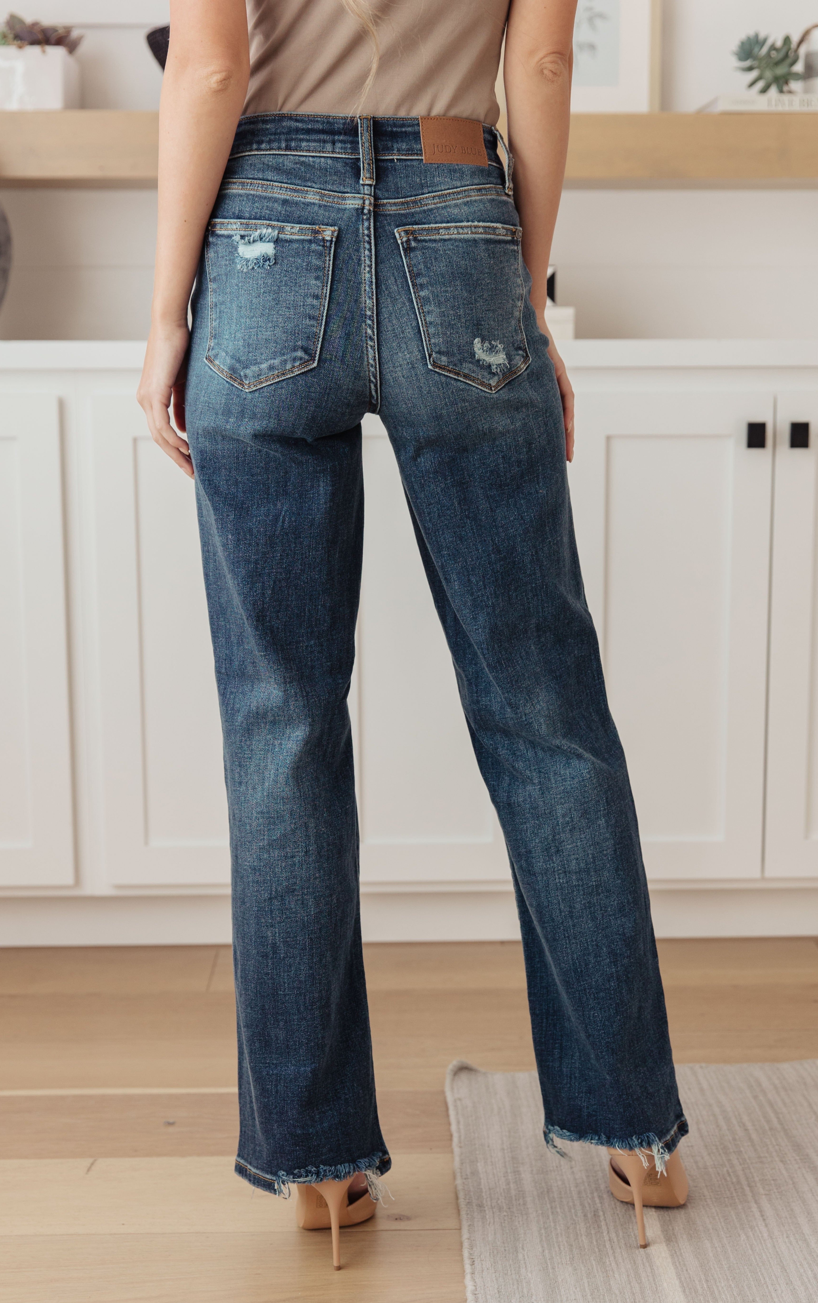 Rose High Rise 90's Straight Jeans in Dark Wash-Womens-Stay Foxy Boutique, Florissant, Missouri