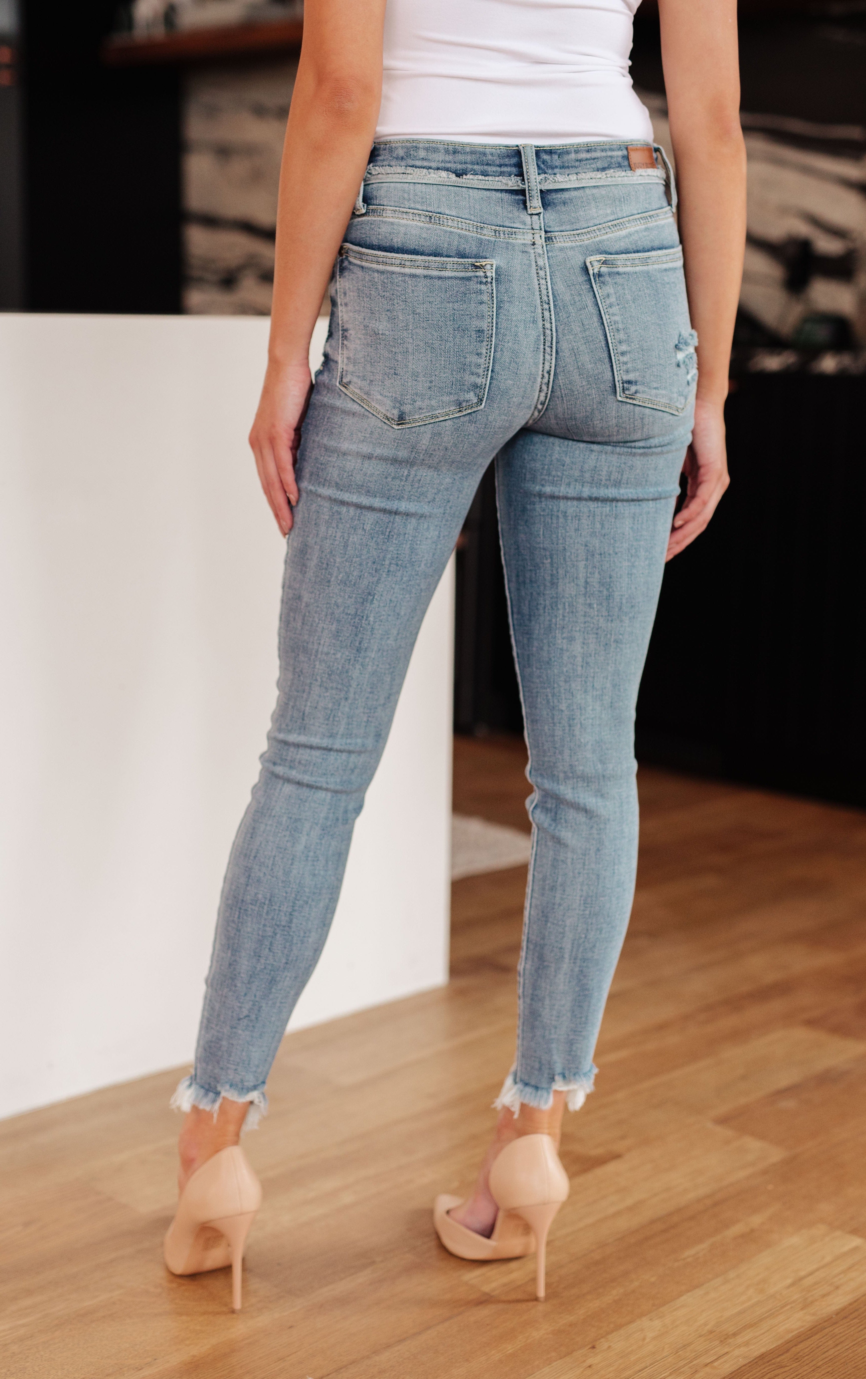 Sherry Mid Rise Release Waistband Detail Skinny-Womens-Stay Foxy Boutique, Florissant, Missouri