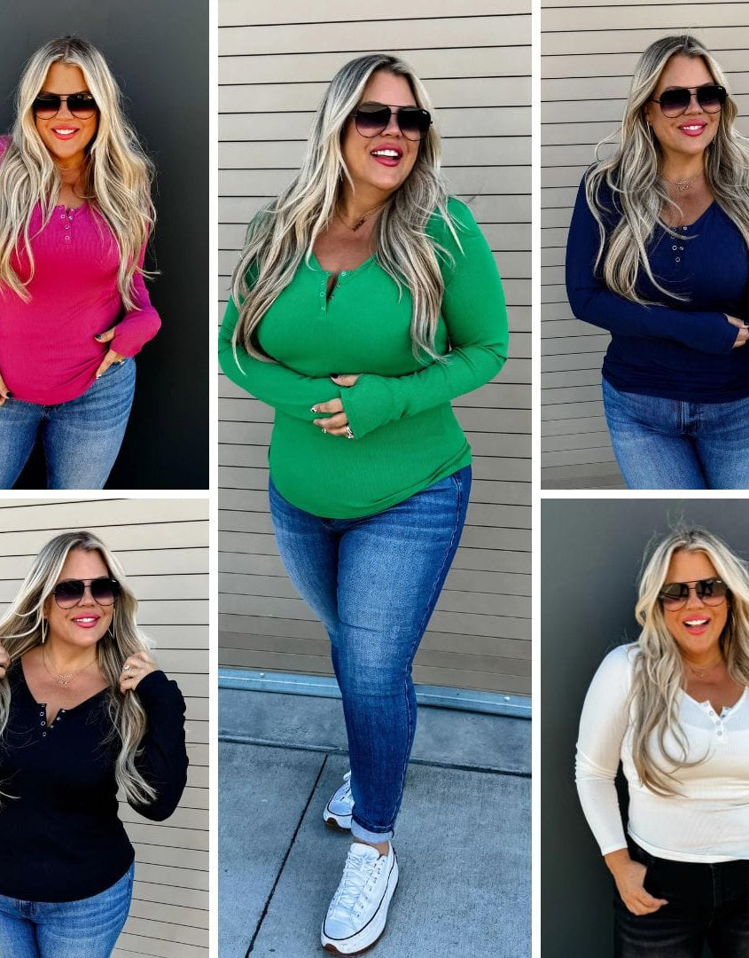 PREORDER: Brooklyn Snap Henley in Five Colors-Womens-Stay Foxy Boutique, Florissant, Missouri