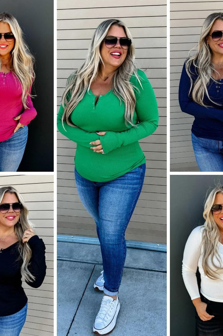 PREORDER: Brooklyn Snap Henley in Five Colors-Womens-Stay Foxy Boutique, Florissant, Missouri