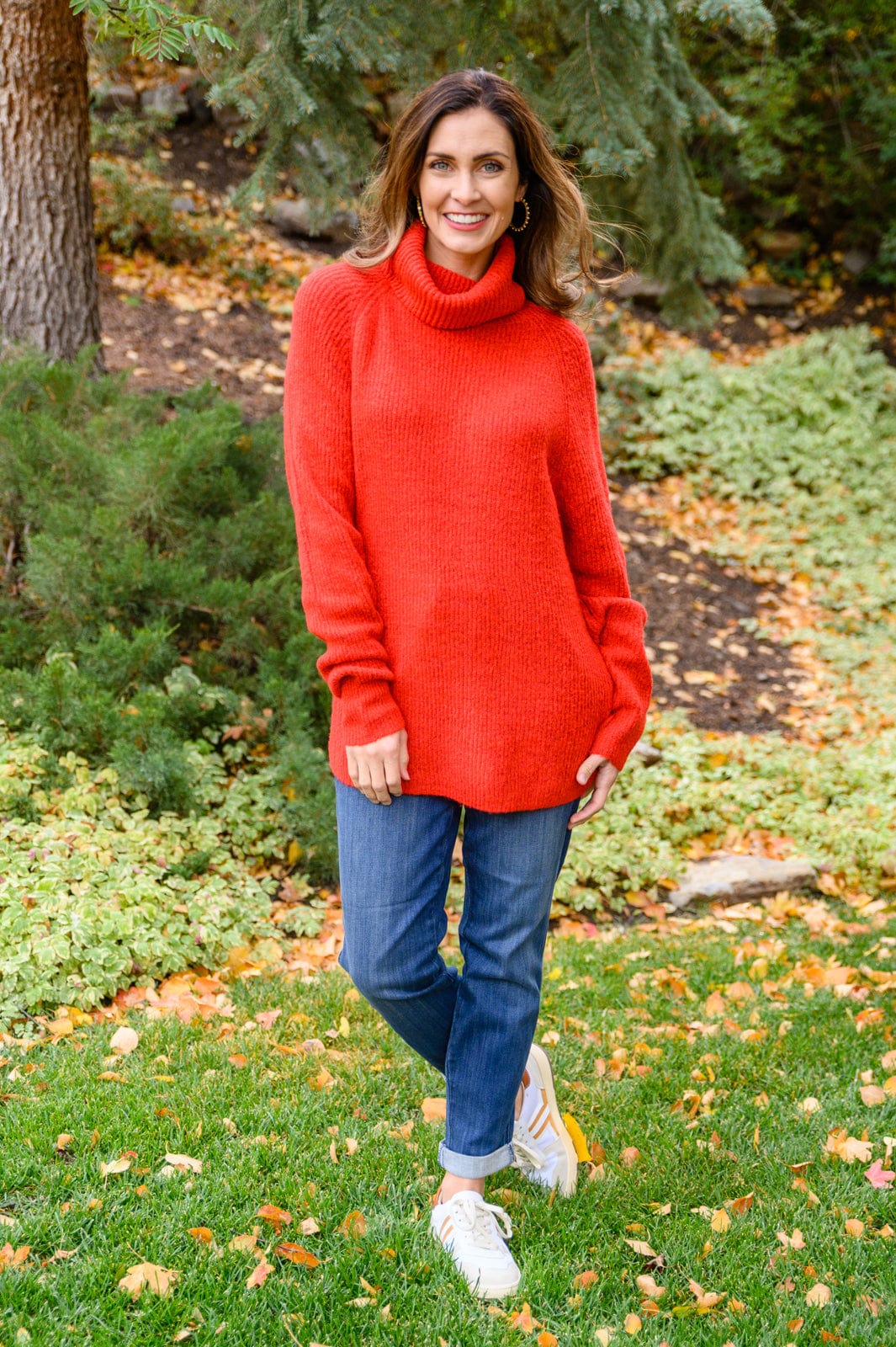 Steady Pace Roll Neck Sweater In Red-Womens-Stay Foxy Boutique, Florissant, Missouri