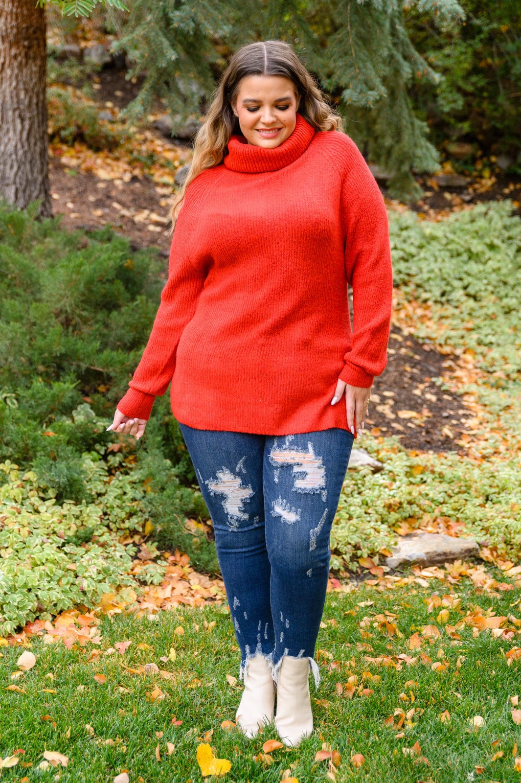 Steady Pace Roll Neck Sweater In Red-Womens-Stay Foxy Boutique, Florissant, Missouri
