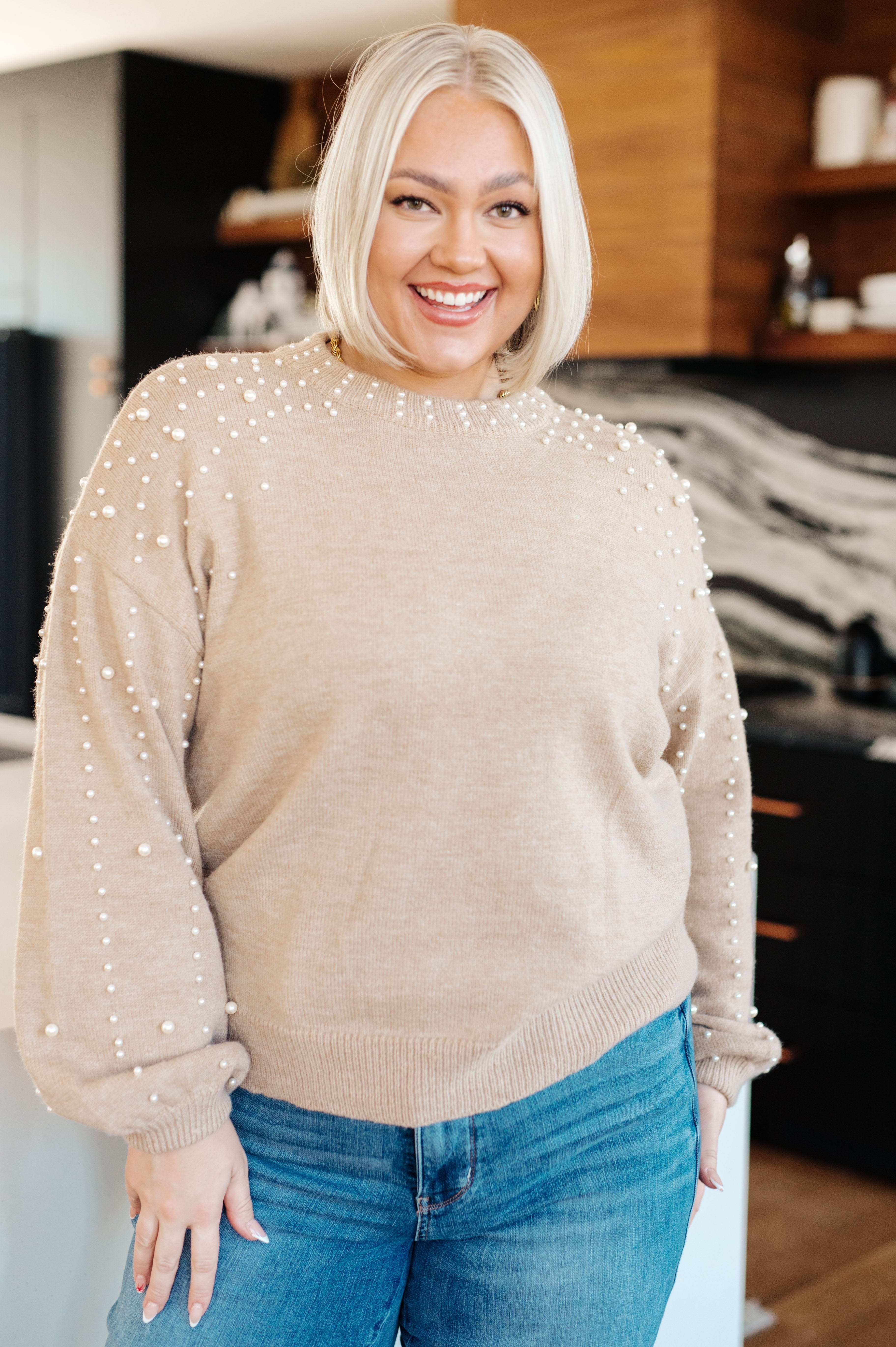String Me Along Pearl Accent Sweater-Womens-Stay Foxy Boutique, Florissant, Missouri