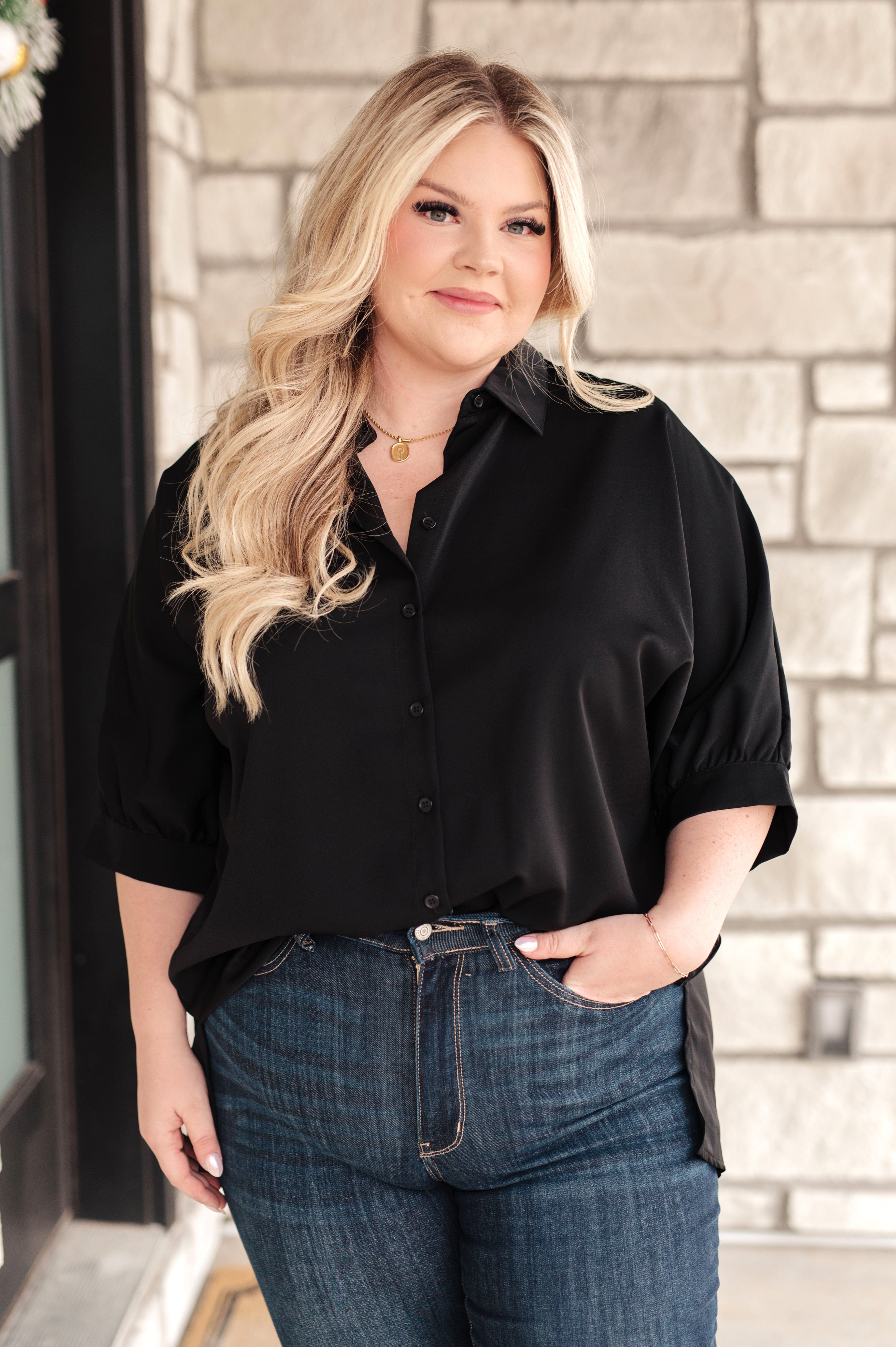 Turned Out Perfect Oversized Button Down Shirt-Womens-Stay Foxy Boutique, Florissant, Missouri