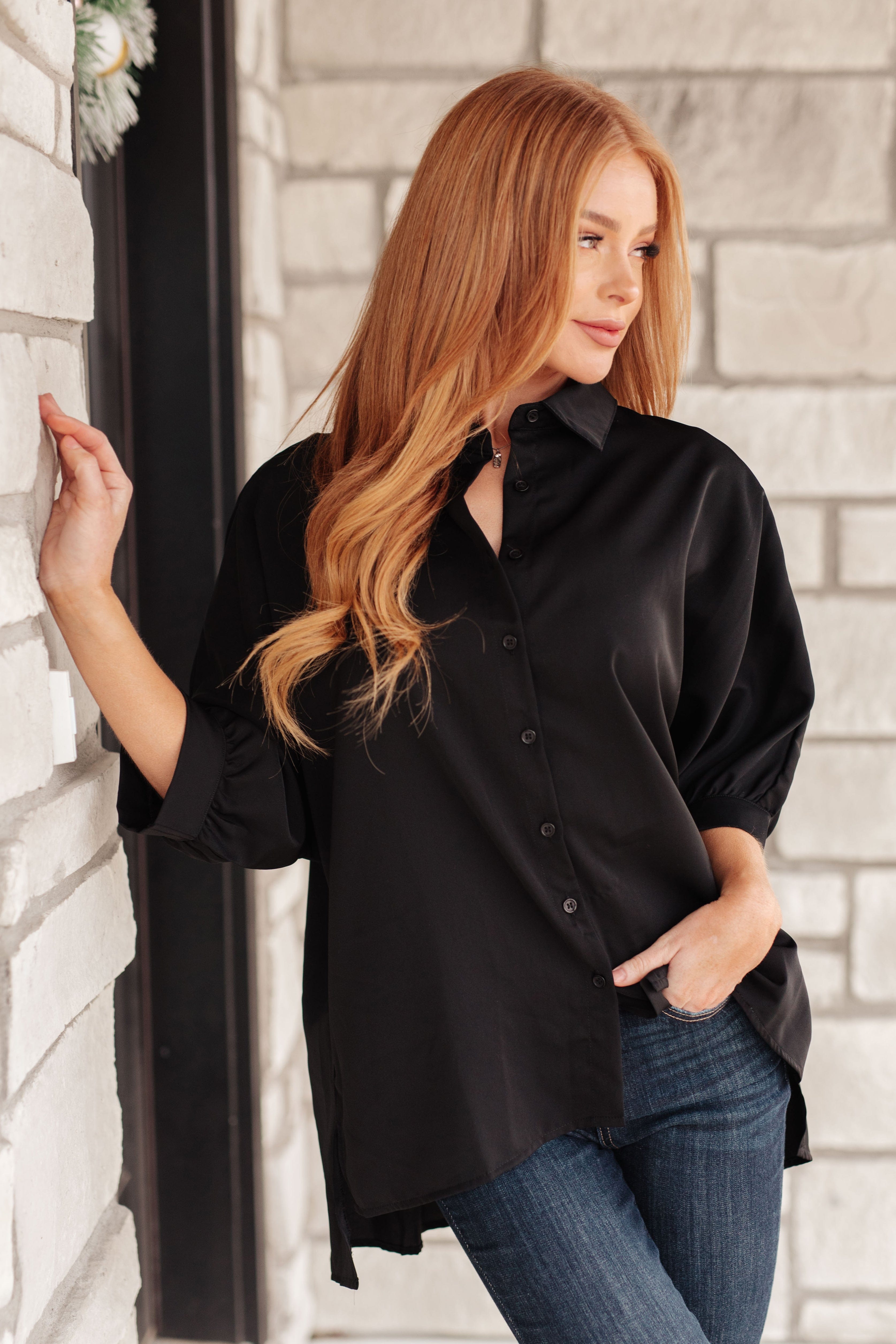 Turned Out Perfect Oversized Button Down Shirt-Womens-Stay Foxy Boutique, Florissant, Missouri