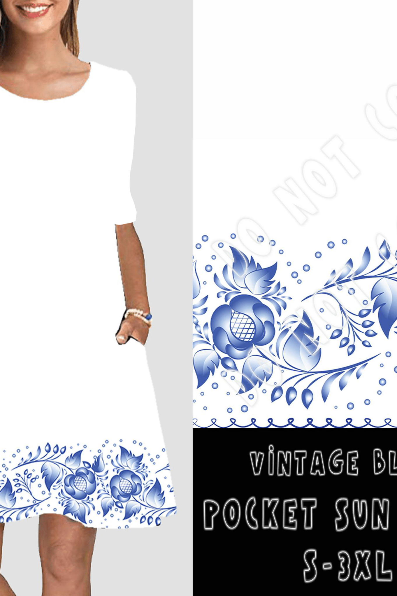 3/4 SLEEVE POCKET DRESS- VINTAGE BLUES-Stay Foxy Boutique, Florissant, Missouri