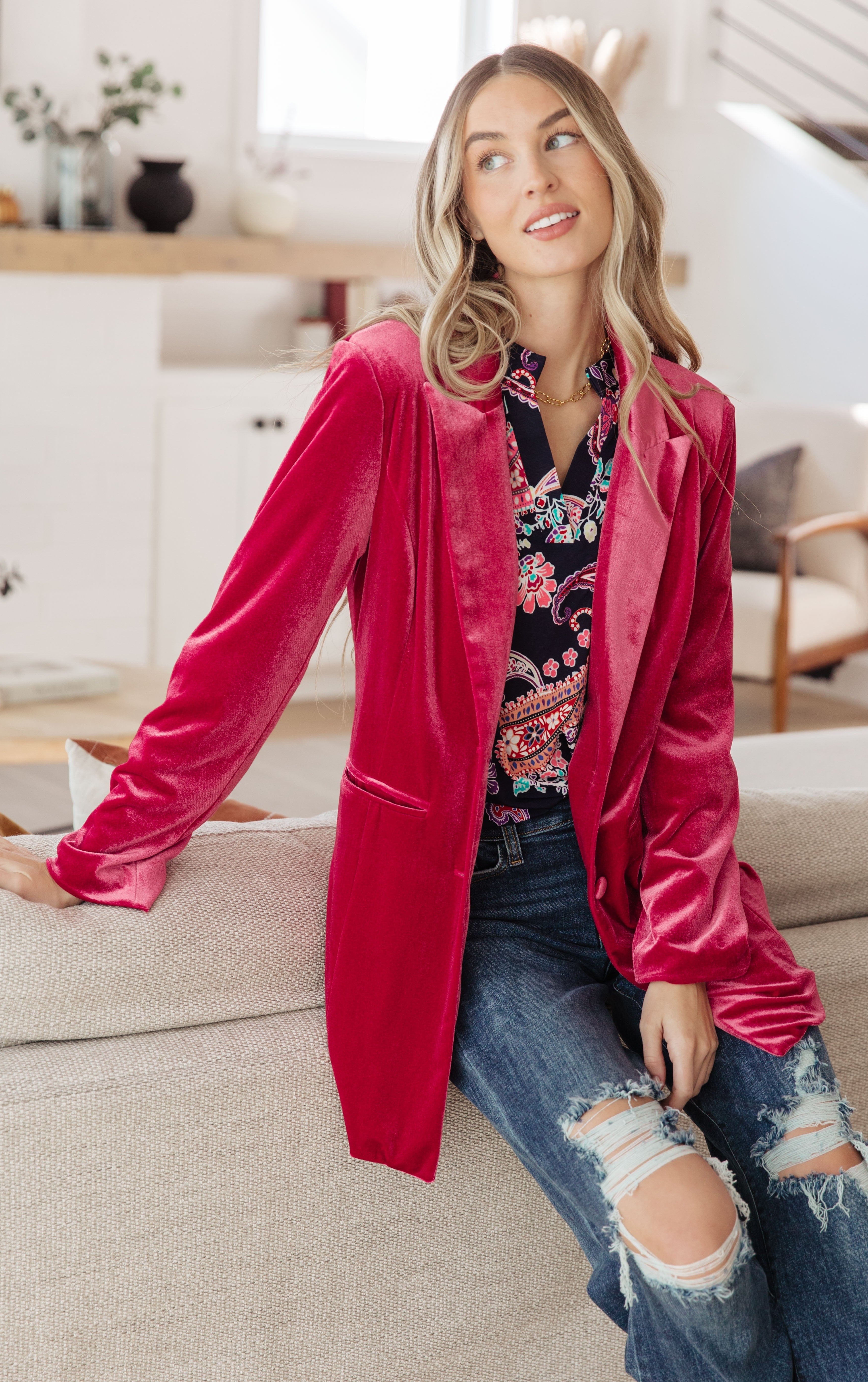 Verity Velvet Blazer-Womens-Stay Foxy Boutique, Florissant, Missouri