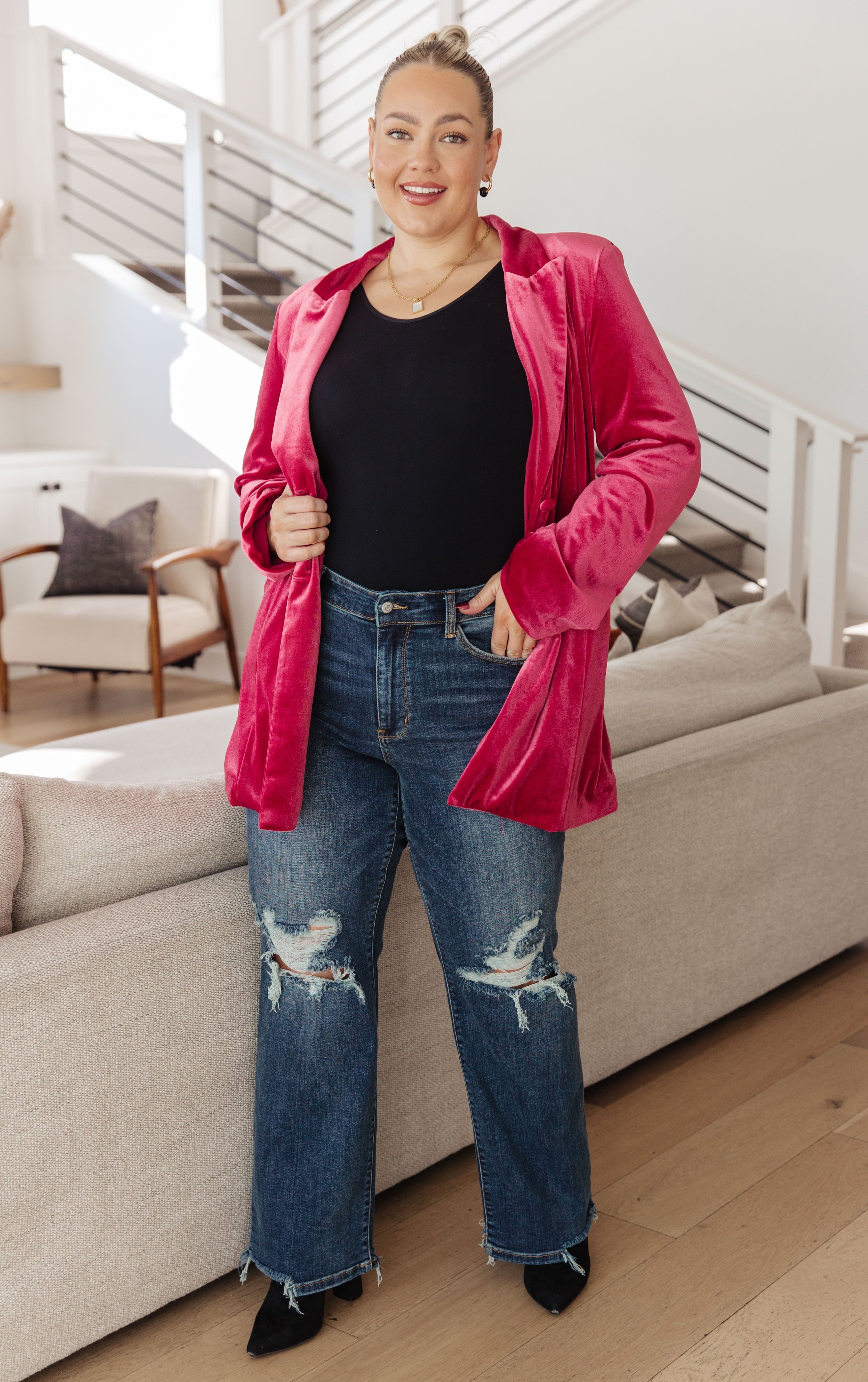Verity Velvet Blazer-Womens-Stay Foxy Boutique, Florissant, Missouri