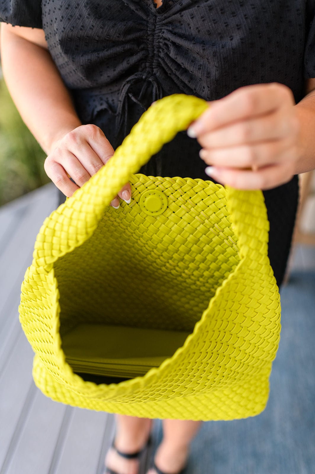 Woven and Worn Tote in Citron-Womens-Stay Foxy Boutique, Florissant, Missouri