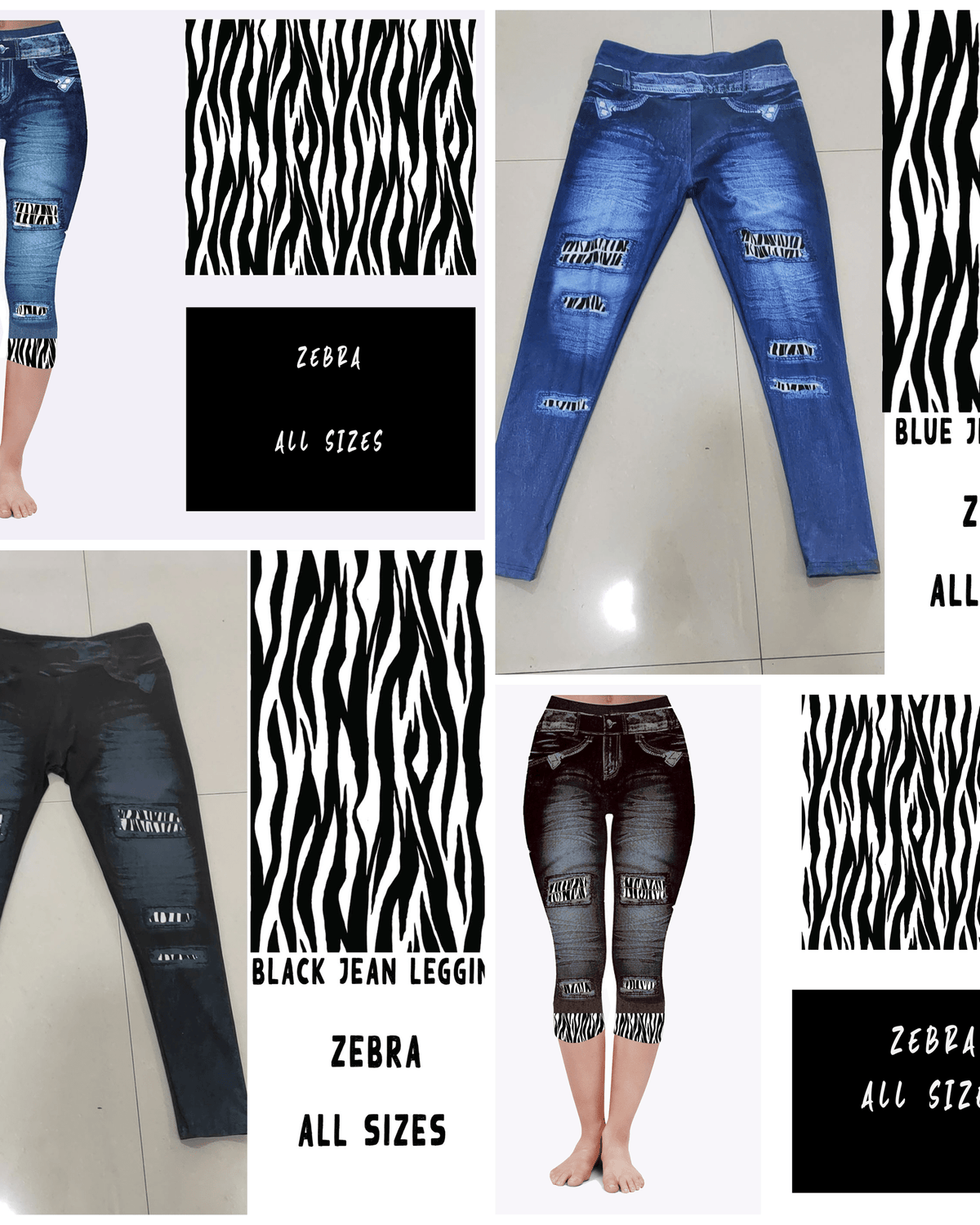 LEGGING JEAN RUN-ZEBRA (ACTIVE BACK POCKETS)-Stay Foxy Boutique, Florissant, Missouri