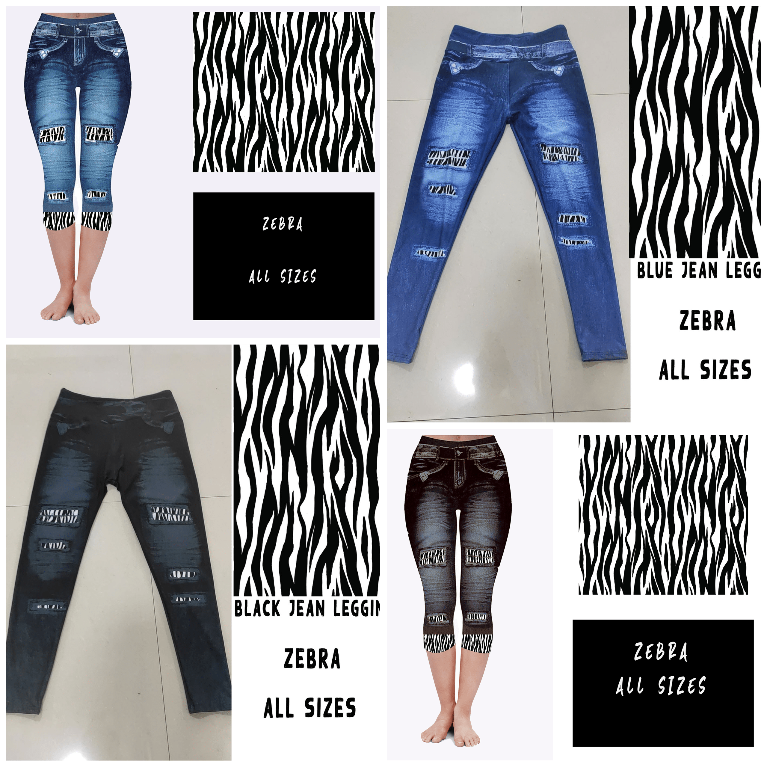 LEGGING JEAN RUN-ZEBRA (ACTIVE BACK POCKETS)-Stay Foxy Boutique, Florissant, Missouri