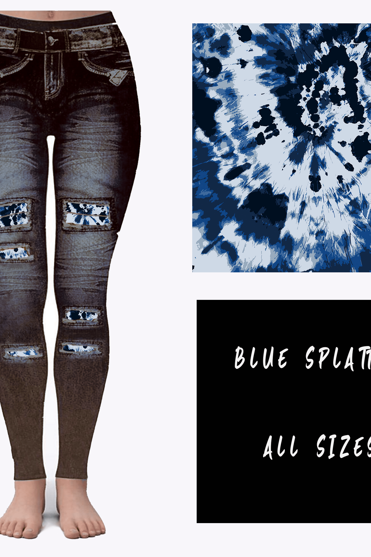 LEGGING JEAN RUN-BLUE SPLATTER (ACTIVE BACK POCKETS)-Stay Foxy Boutique, Florissant, Missouri