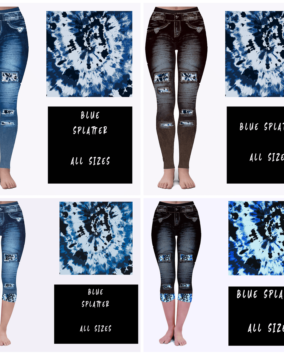 LEGGING JEAN RUN-BLUE SPLATTER (ACTIVE BACK POCKETS)-Stay Foxy Boutique, Florissant, Missouri