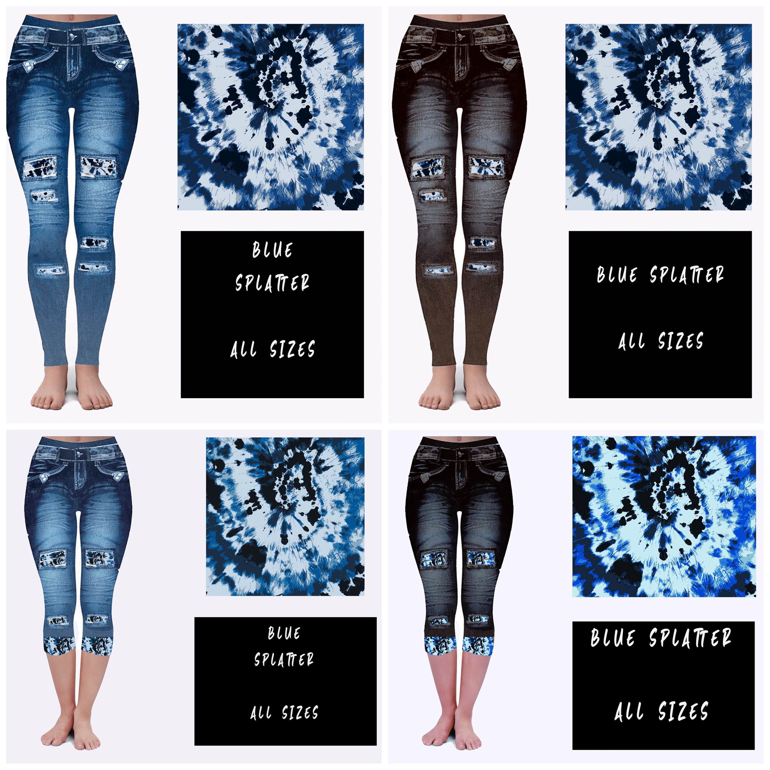 LEGGING JEAN RUN-BLUE SPLATTER (ACTIVE BACK POCKETS)-Stay Foxy Boutique, Florissant, Missouri