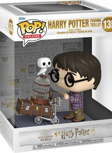 Harry Potter and the Sorcerer's Stone 20th Anniversary Harry Pushing Trolley Deluxe Pop! Vinyl Figure-Stay Foxy Boutique, Florissant, Missouri