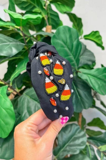 Candy Corn & Rhinestone Top Knot Headband in Two Colors-Womens-Stay Foxy Boutique, Florissant, Missouri