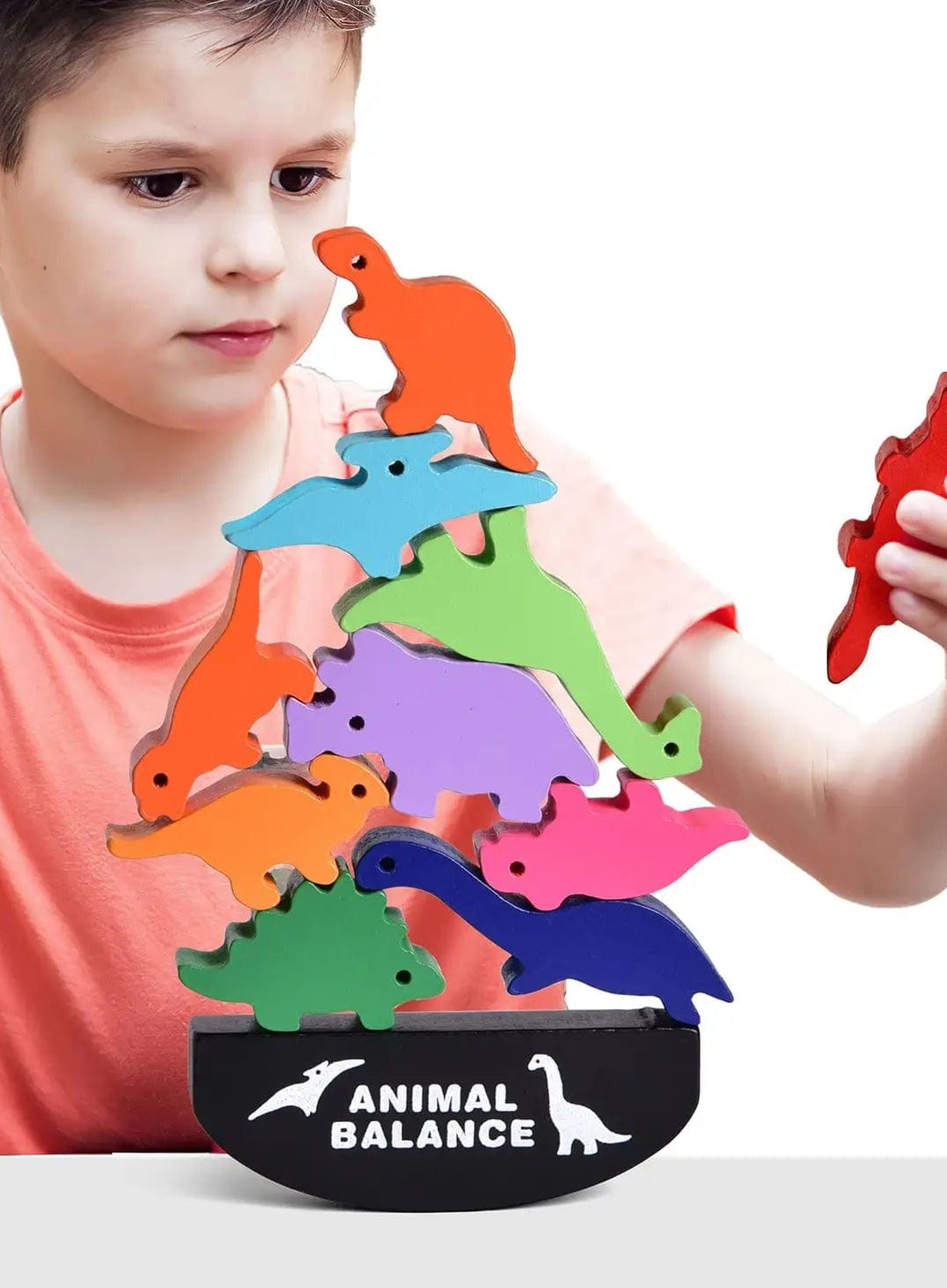 10 pcs Wooden Animal Balance Dinosaurs Blocks for Toddlers-Stay Foxy Boutique, Florissant, Missouri