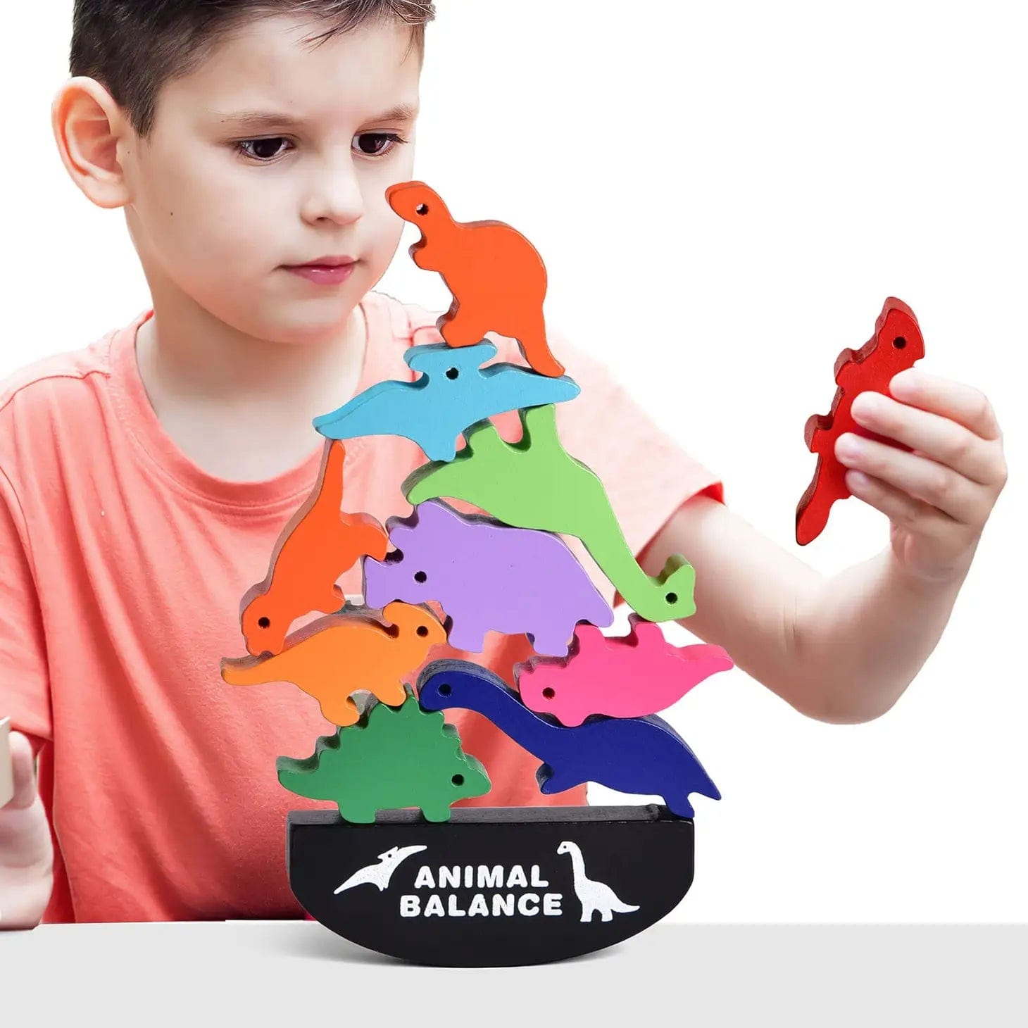 10 pcs Wooden Animal Balance Dinosaurs Blocks for Toddlers-Stay Foxy Boutique, Florissant, Missouri