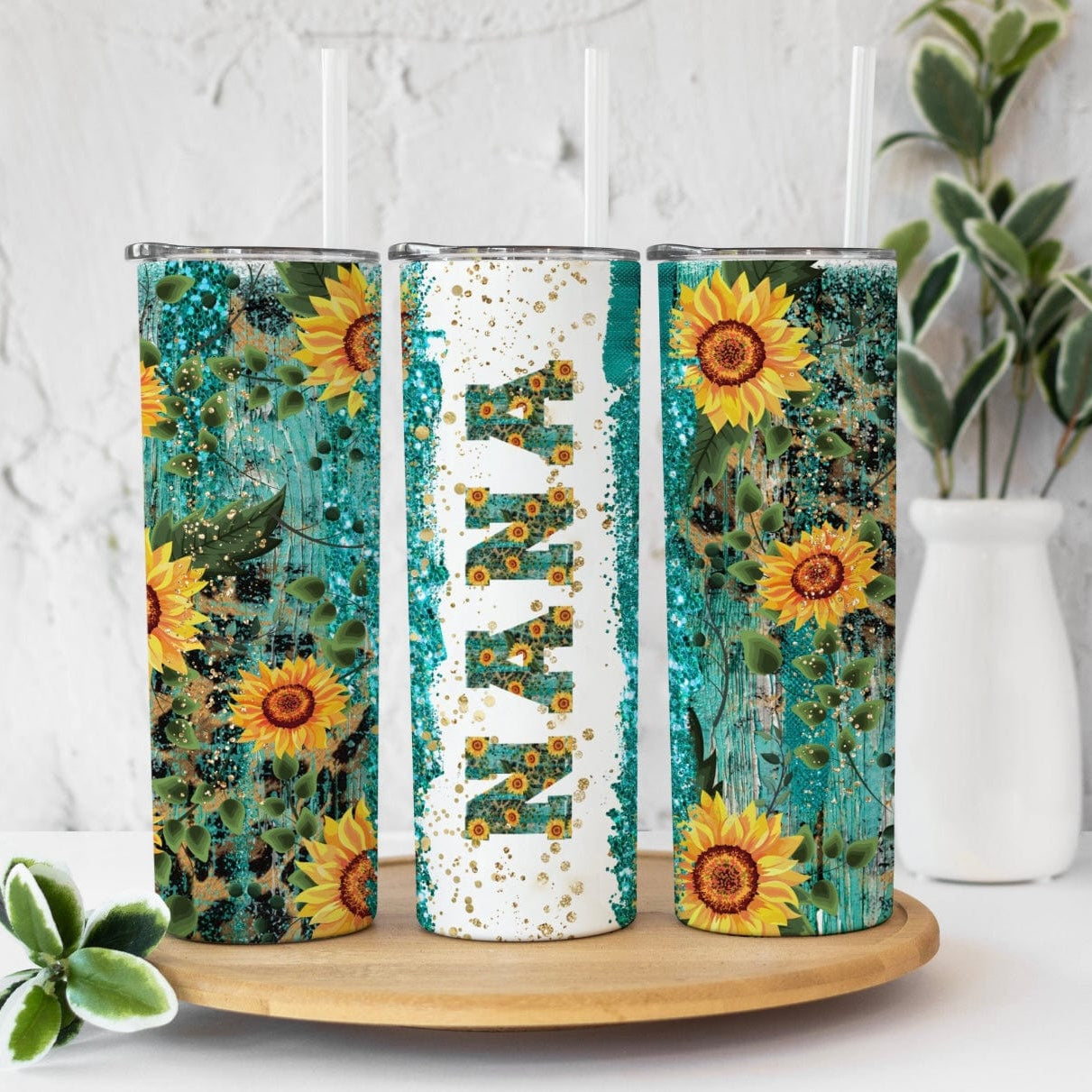 Turquoise Sunflower “Moms”Tumbler-Stay Foxy Boutique, Florissant, Missouri
