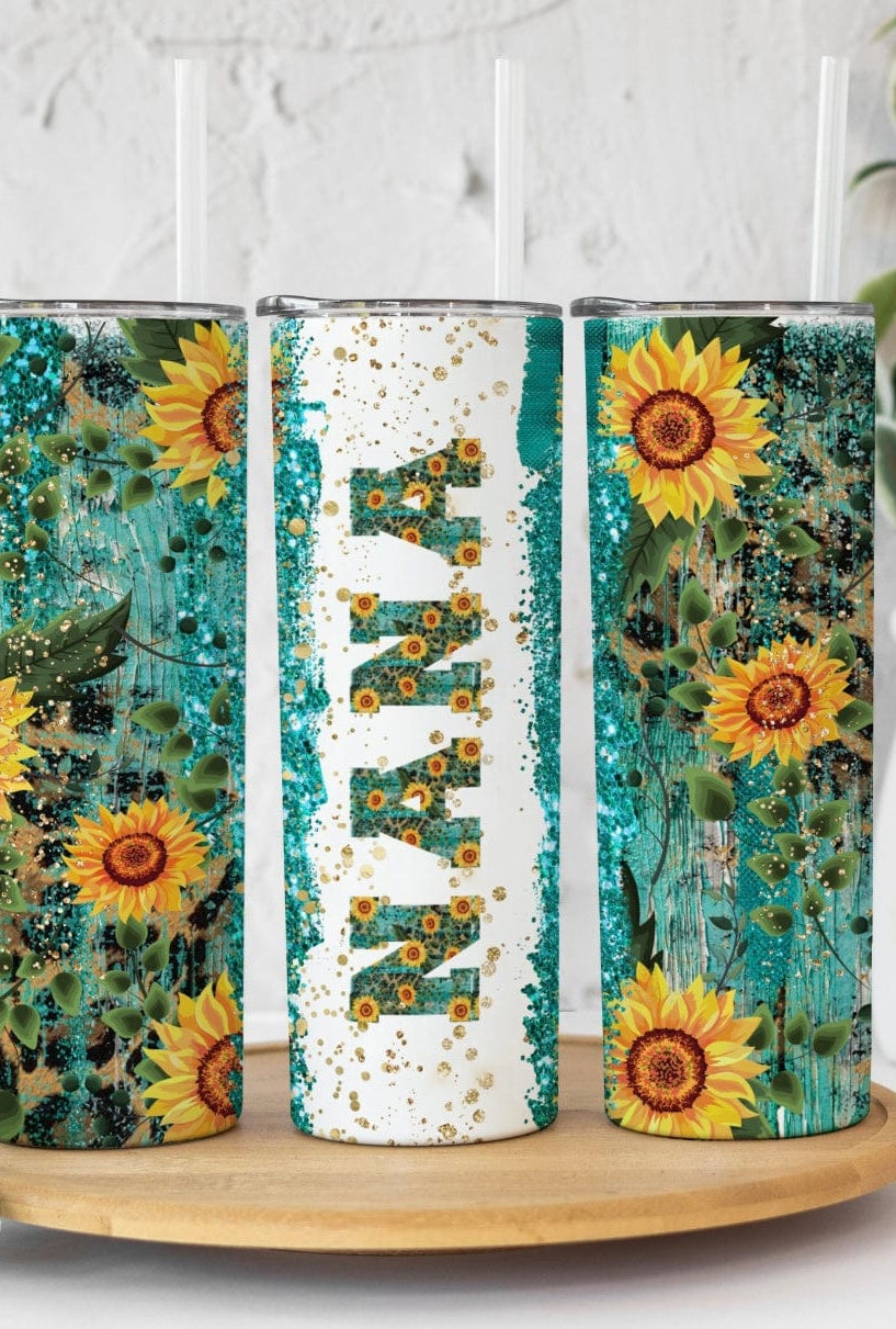 Turquoise Sunflower “Moms”Tumbler-Stay Foxy Boutique, Florissant, Missouri
