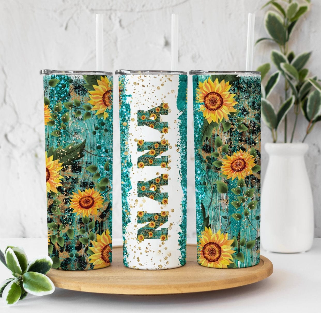 Turquoise Sunflower “Moms”Tumbler-Stay Foxy Boutique, Florissant, Missouri