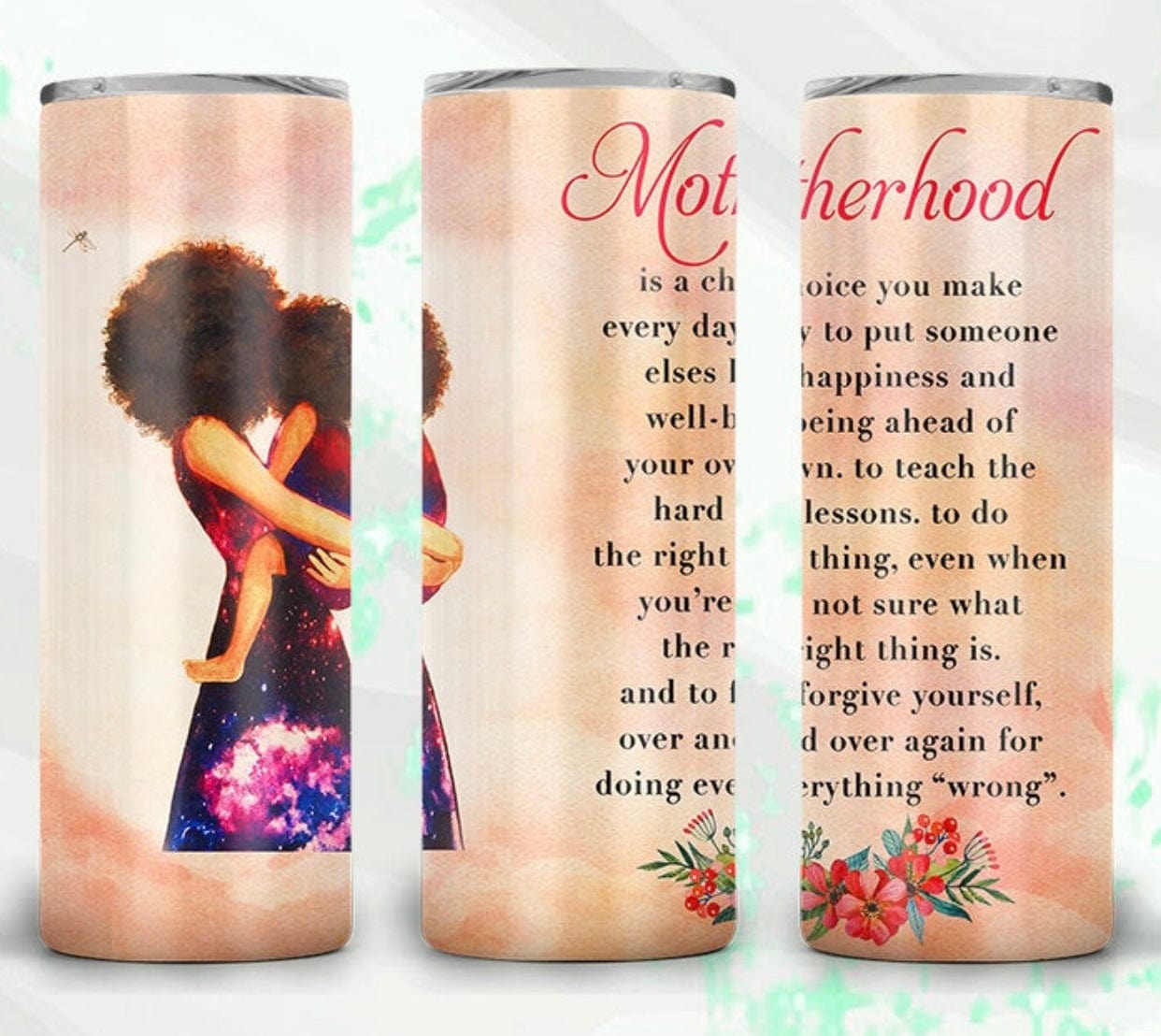 Motherhood (Afro) Tumbler-Drinkware-Stay Foxy Boutique, Florissant, Missouri