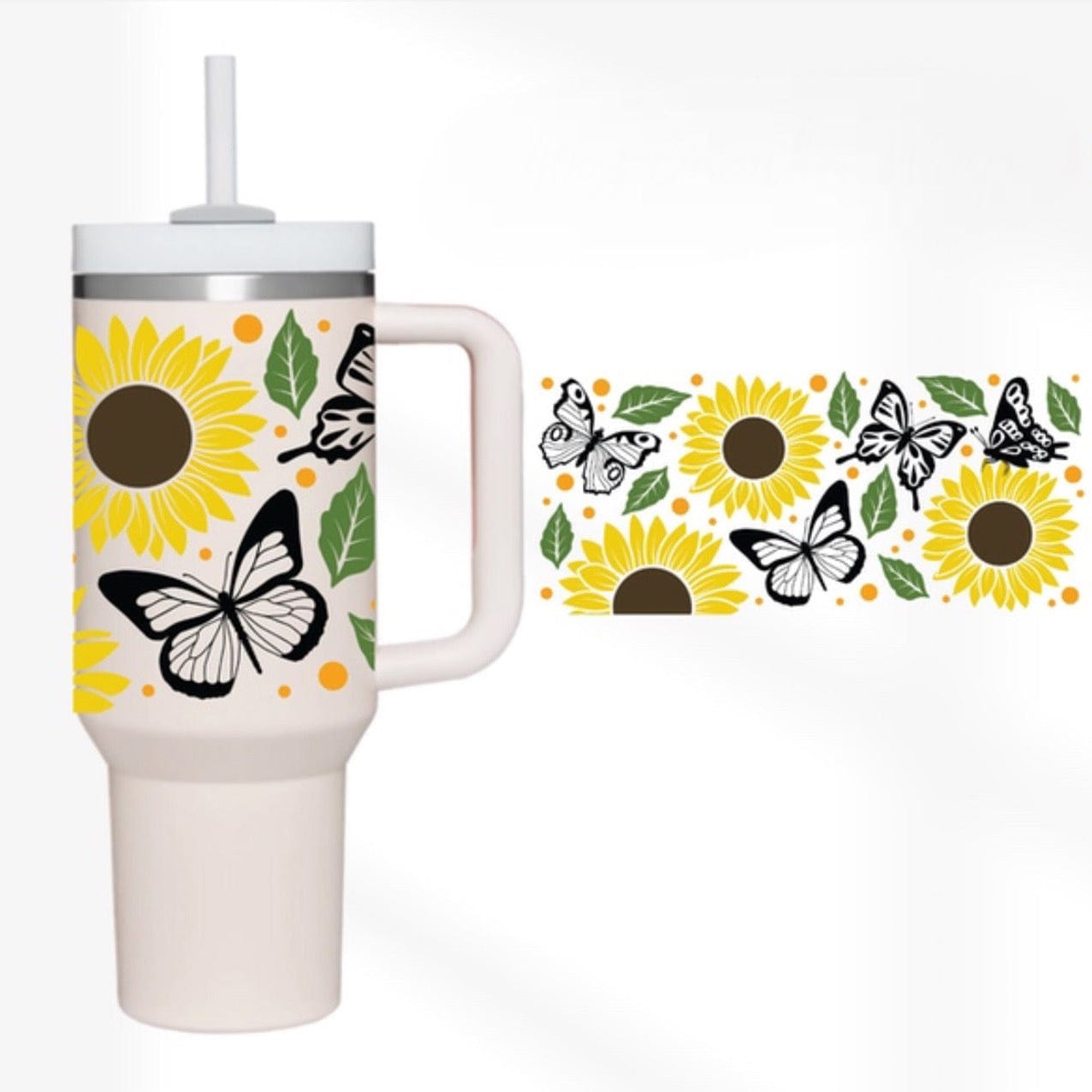 Sunflower And Butterflies 40 oz Tumbler-Stay Foxy Boutique, Florissant, Missouri
