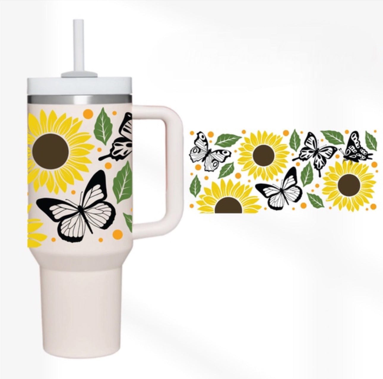 Sunflower And Butterflies 40 oz Tumbler-Stay Foxy Boutique, Florissant, Missouri