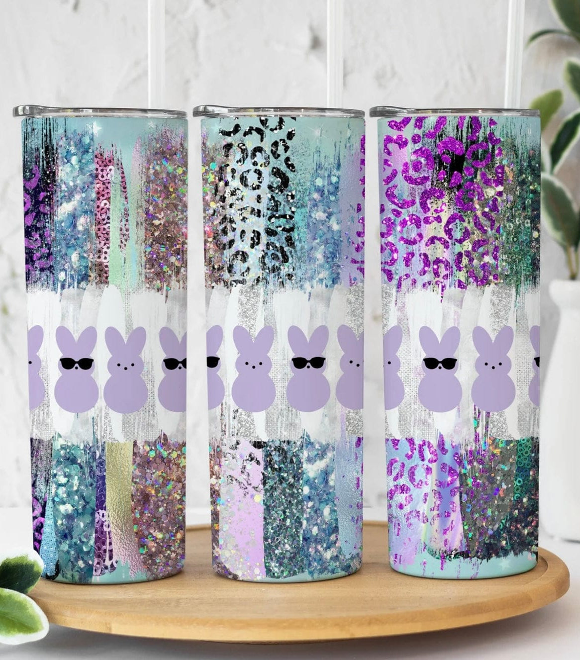 Glitter Animal Print Peeps Easter Tumbler-Stay Foxy Boutique, Florissant, Missouri